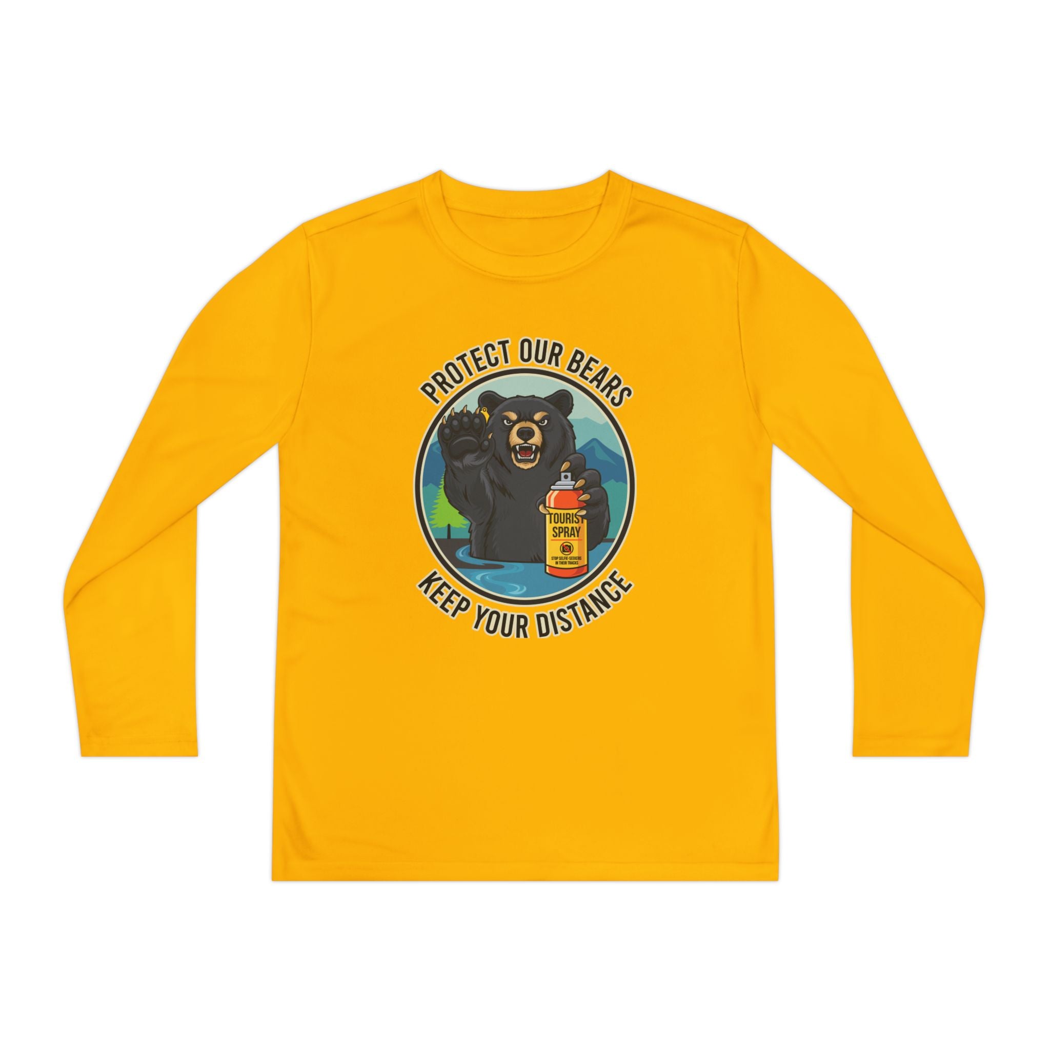 Youth Long Sleeve Tee — "Protect Our Bears, Keep Your Distance" Wildlife Conservation Shirt