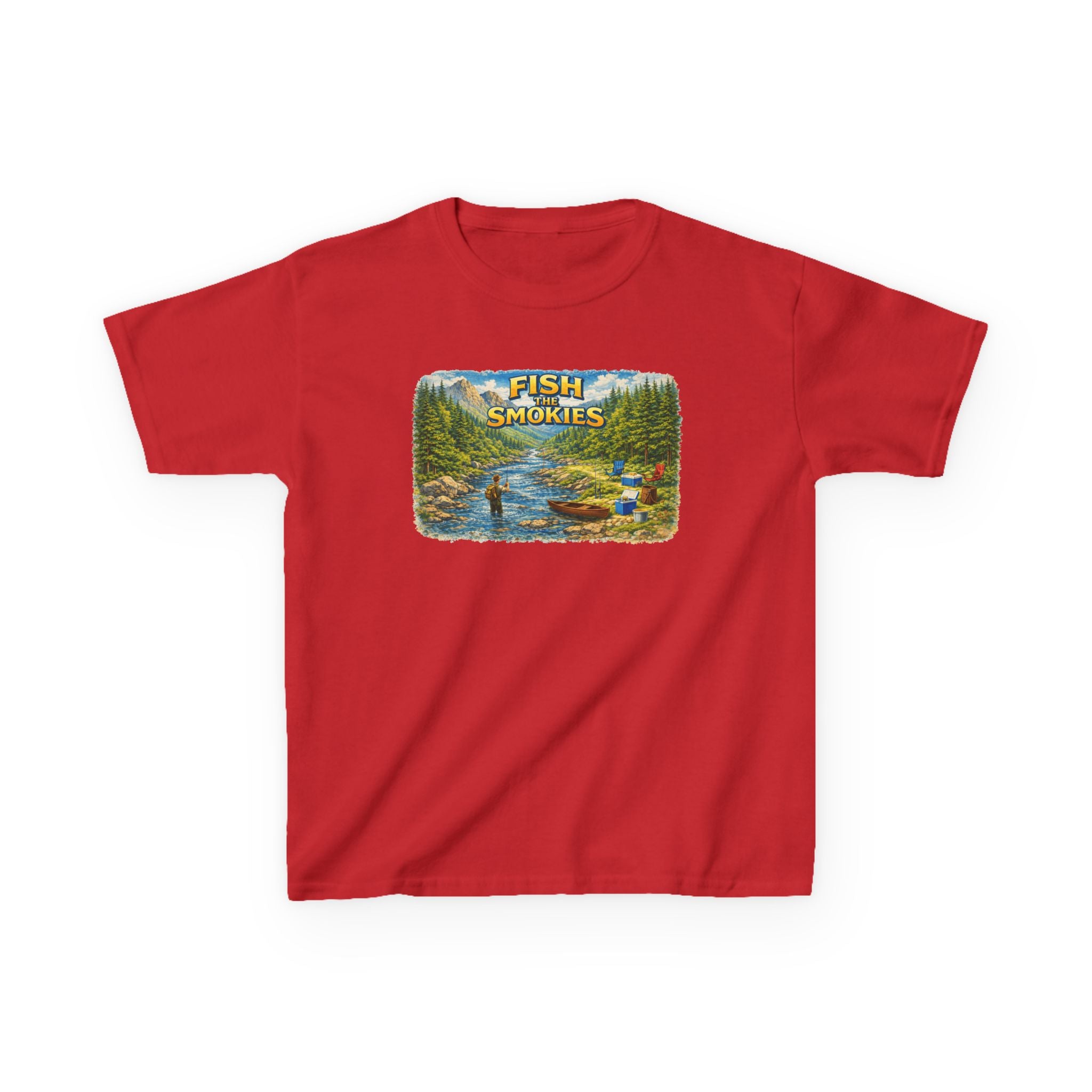 Kids T-Shirt - 'Fish The Smokies' River Fishing Graphic Tee for Outdoorsy Kids