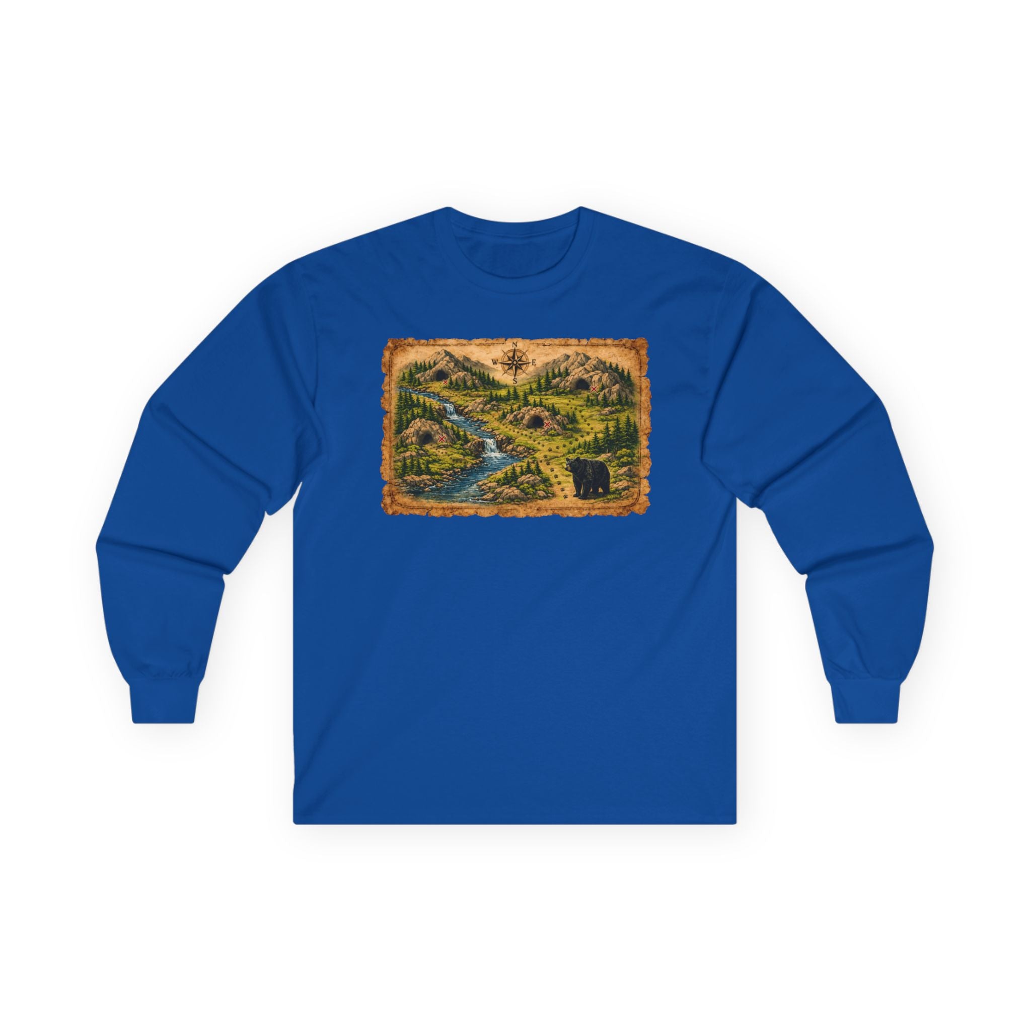 Bear Cave Treasure Map  Long Sleeve Unisex Tee