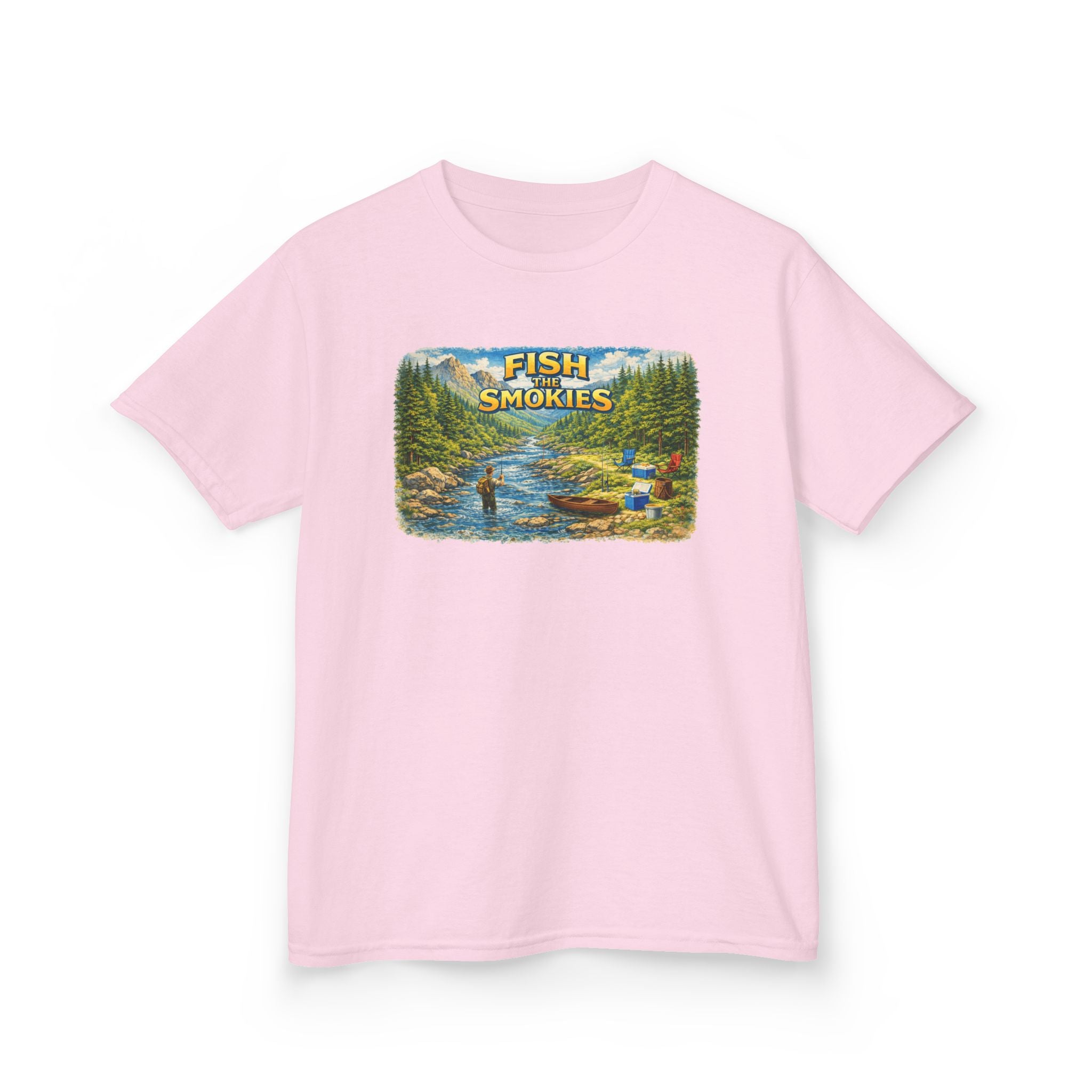 Kids T-Shirt - 'Fish The Smokies' River Fishing Graphic Tee for Outdoorsy Kids