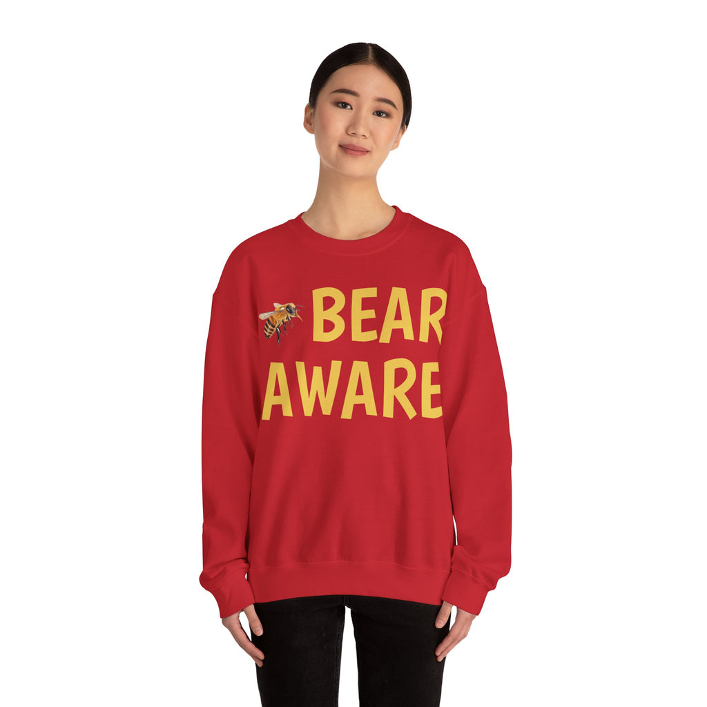 Bear Aware Unisex Crewneck Sweatshirt — Nature-Lover Eco Graphic Pullover