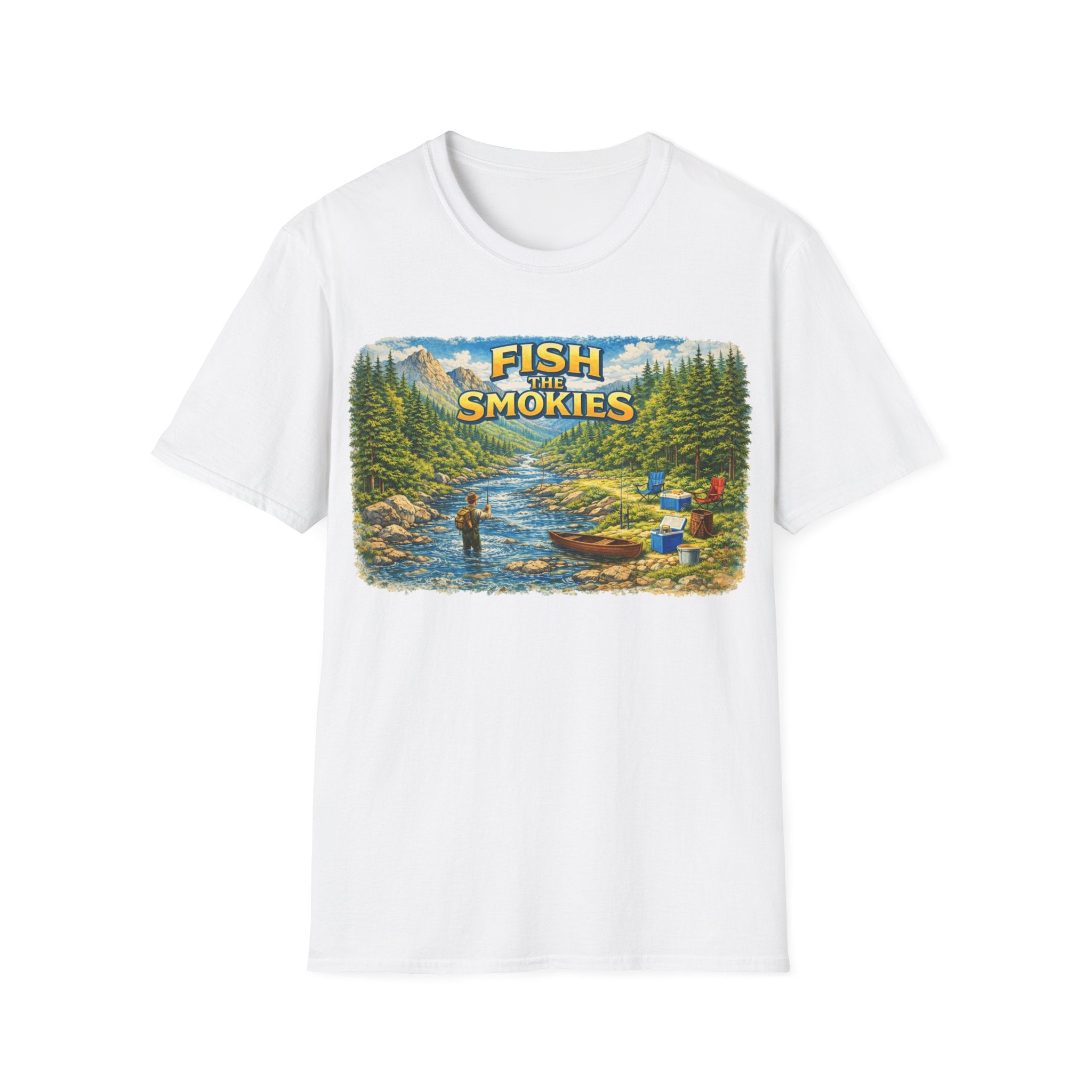 Fish the Smokies Unisex T-Shirt — Scenic Fishing River Graphic Tee