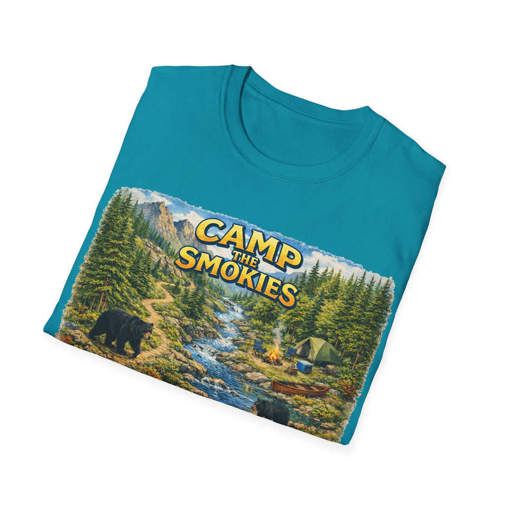 Camp the Smokies Unisex T-Shirt – Rustic Mountain Camping Graphic Tee