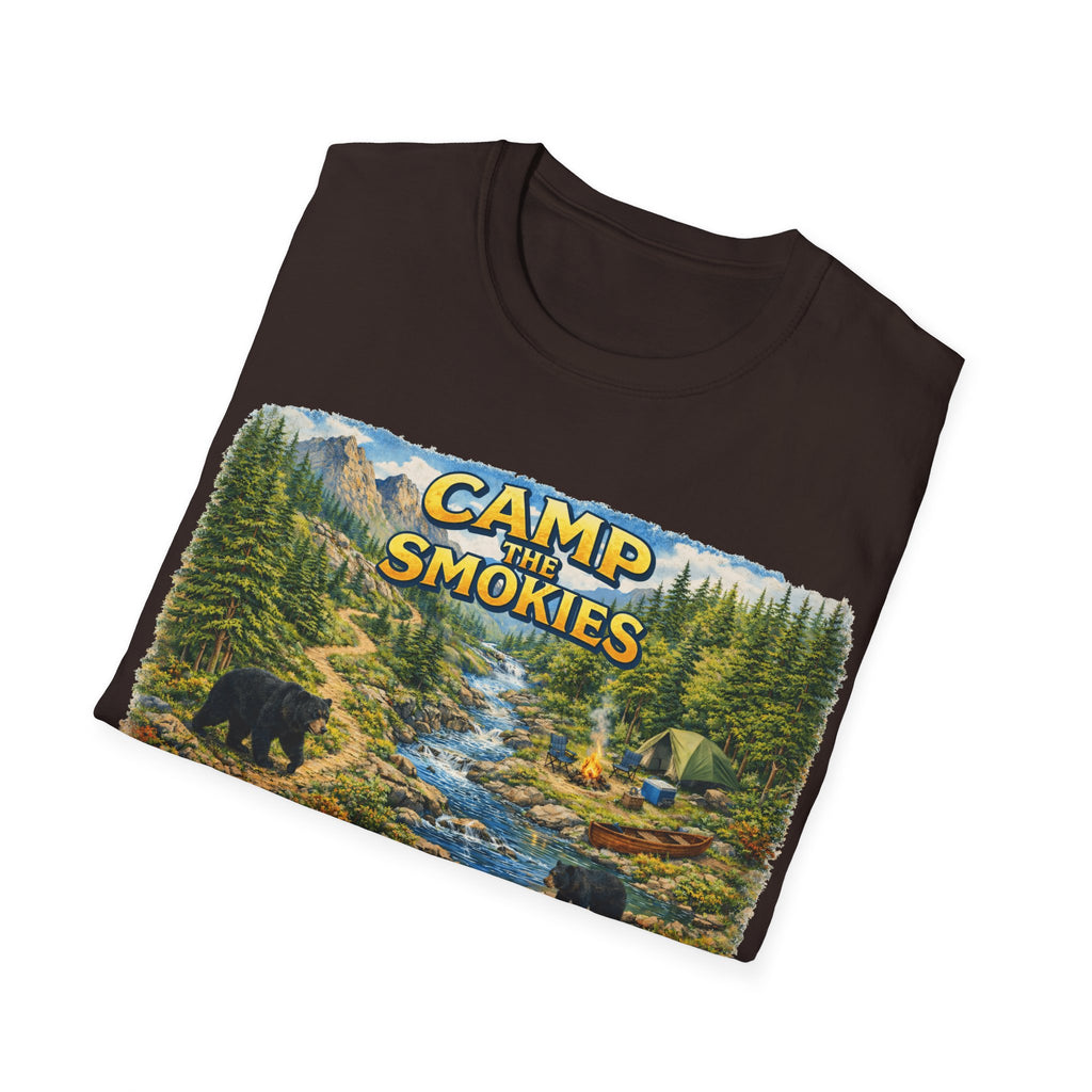Camp the Smokies Unisex T-Shirt – Rustic Mountain Camping Graphic Tee