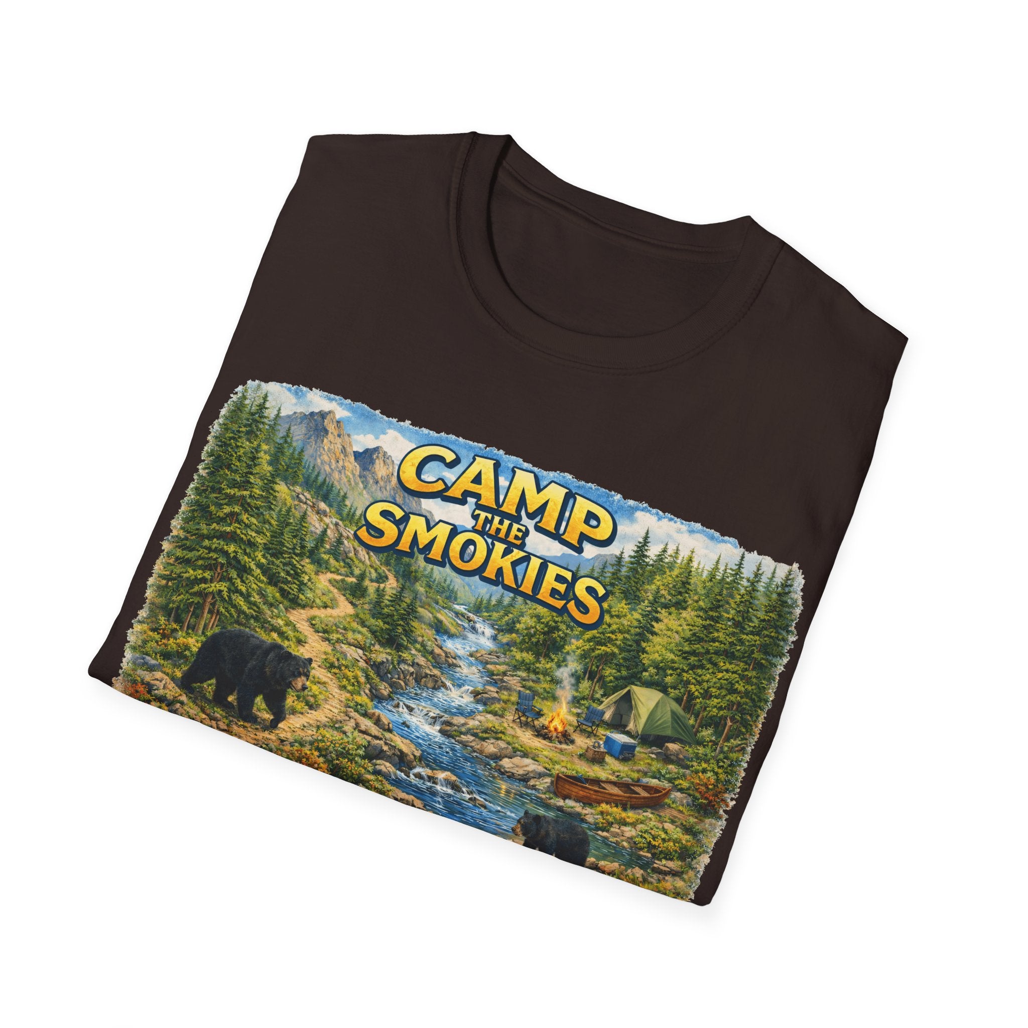 Camp the Smokies Unisex T-Shirt – Rustic Mountain Camping Graphic Tee