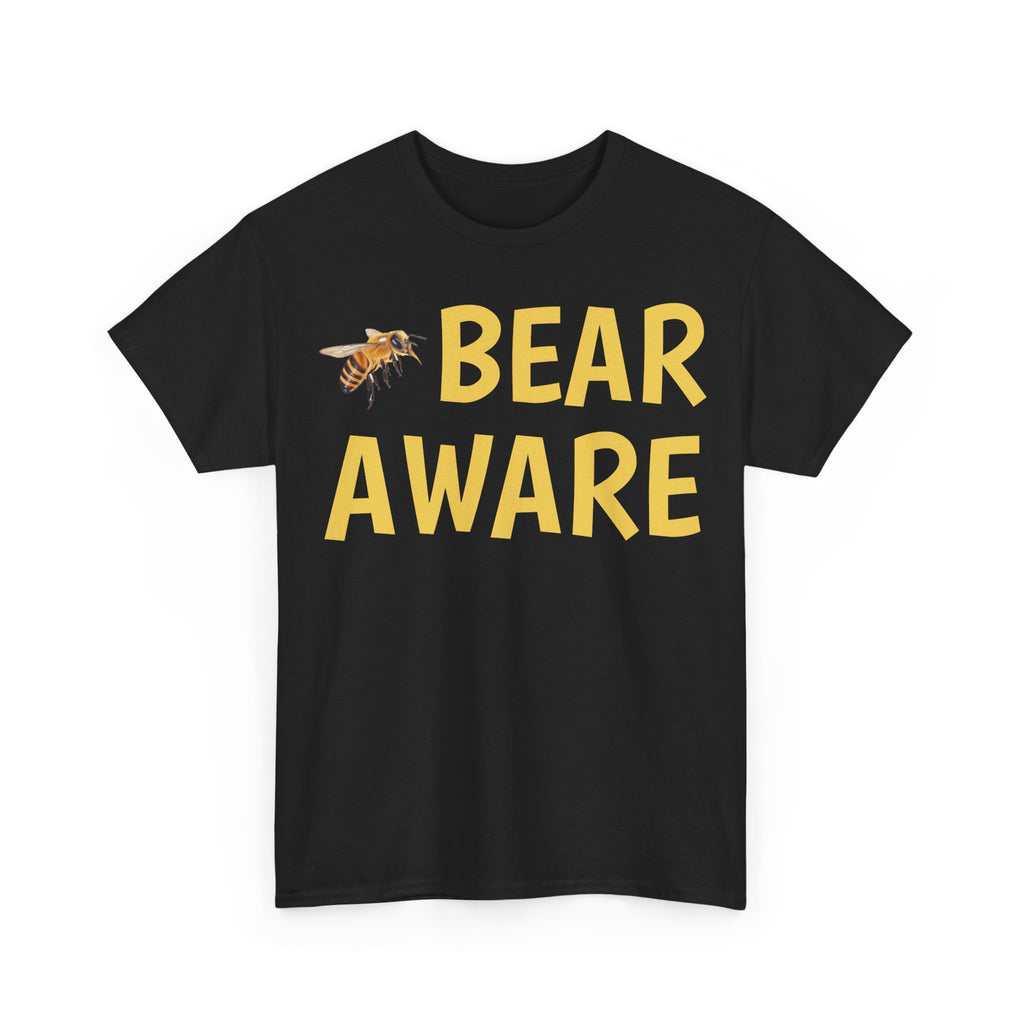 Bear Aware Unisex Tee — Funny Nature T-Shirt with Bee Graphic