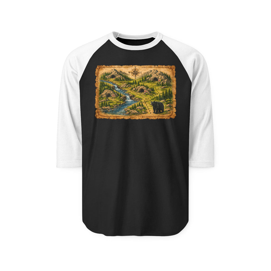Bear Cave Treasure Map - Unisex Raglan Shirt