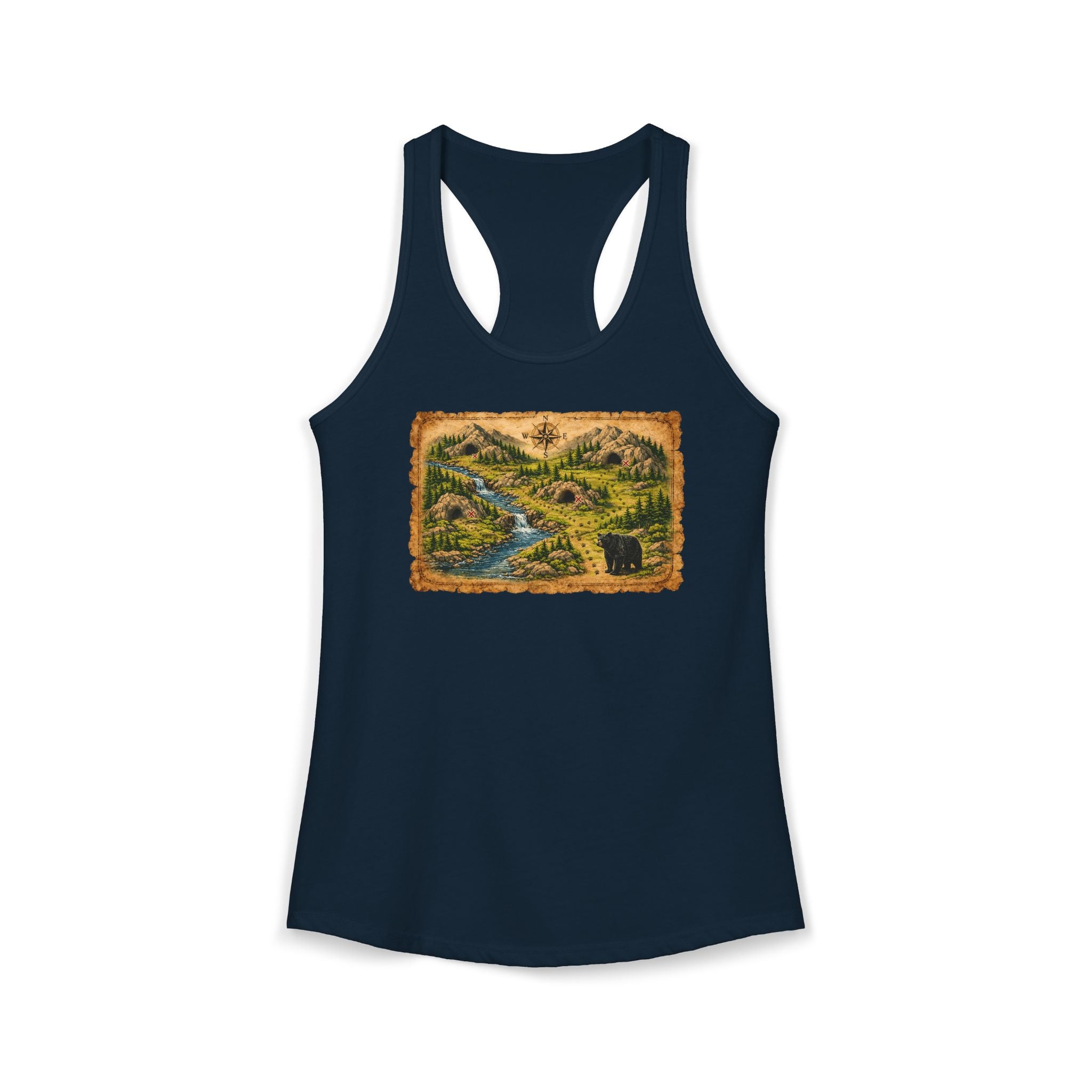 Women's Bear Cave Treasure Map Racerback Tank