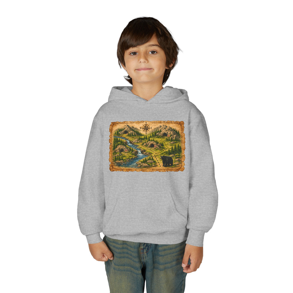 Youth Hoodie with Rustic Wilderness Map Graphic