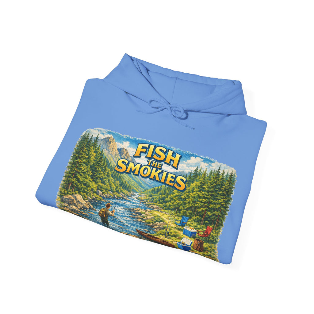 Fish Smokies Fishing Unisex Hoodie - Smoky Mountains River Scene Sweatshirt