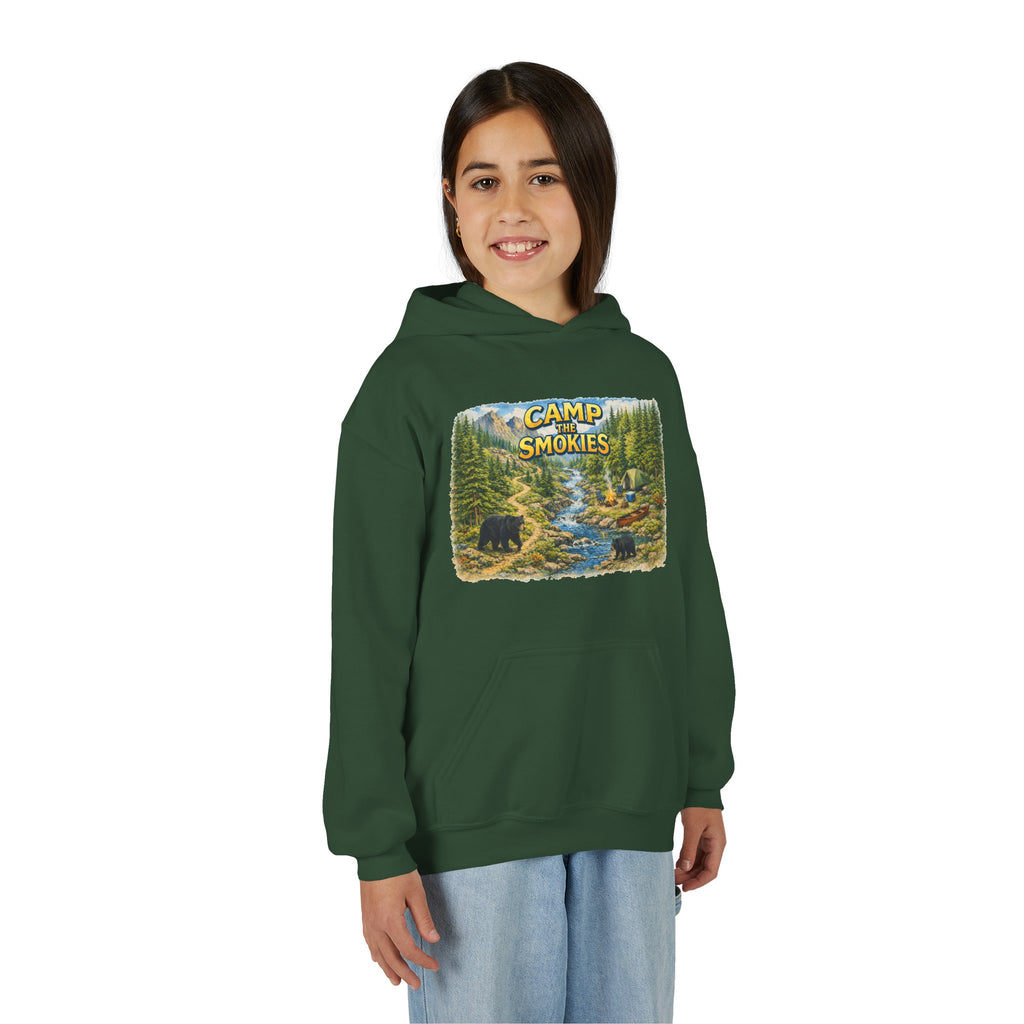 Camp Smokies Youth Hoodie — Outdoor Camping Graphic Sweatshirt