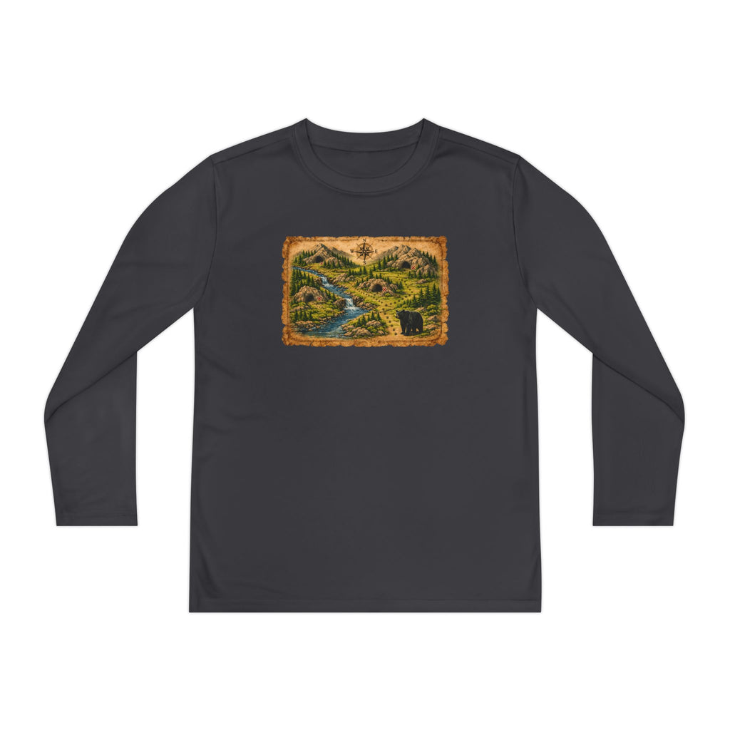 Youth Long Sleeve Tee — Bear Cave Treasure Map