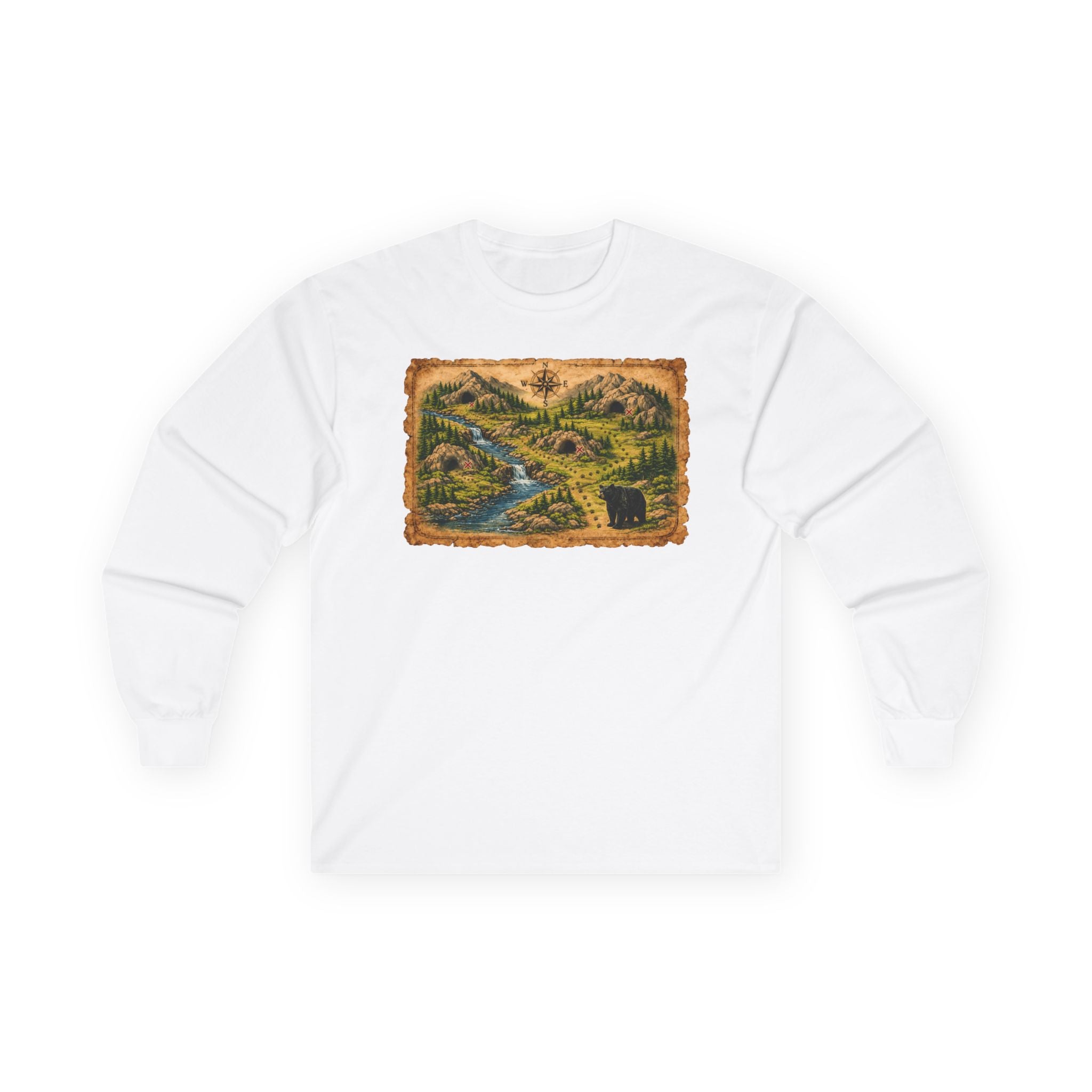 Bear Cave Treasure Map  Long Sleeve Unisex Tee