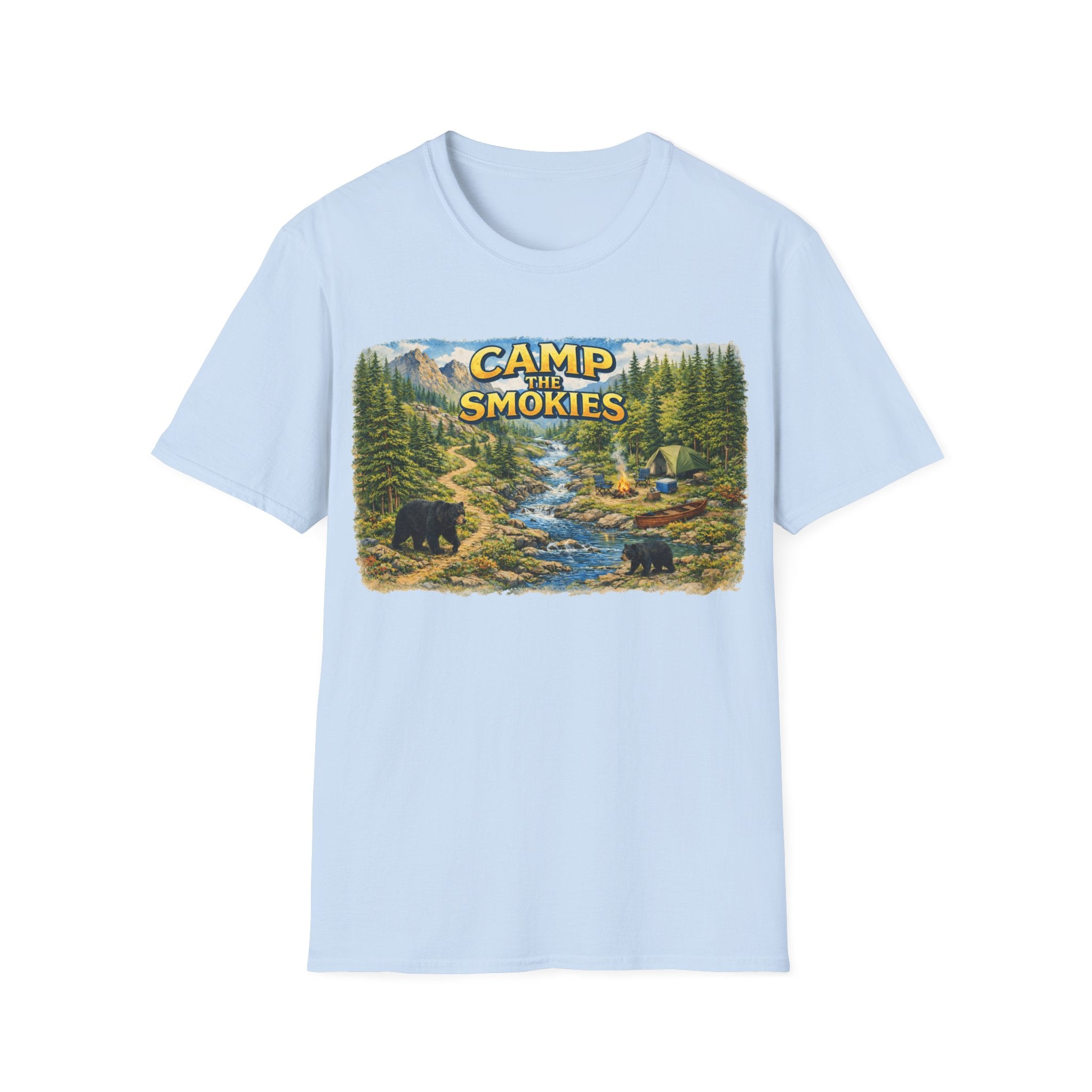 Camp the Smokies Unisex T-Shirt – Rustic Mountain Camping Graphic Tee