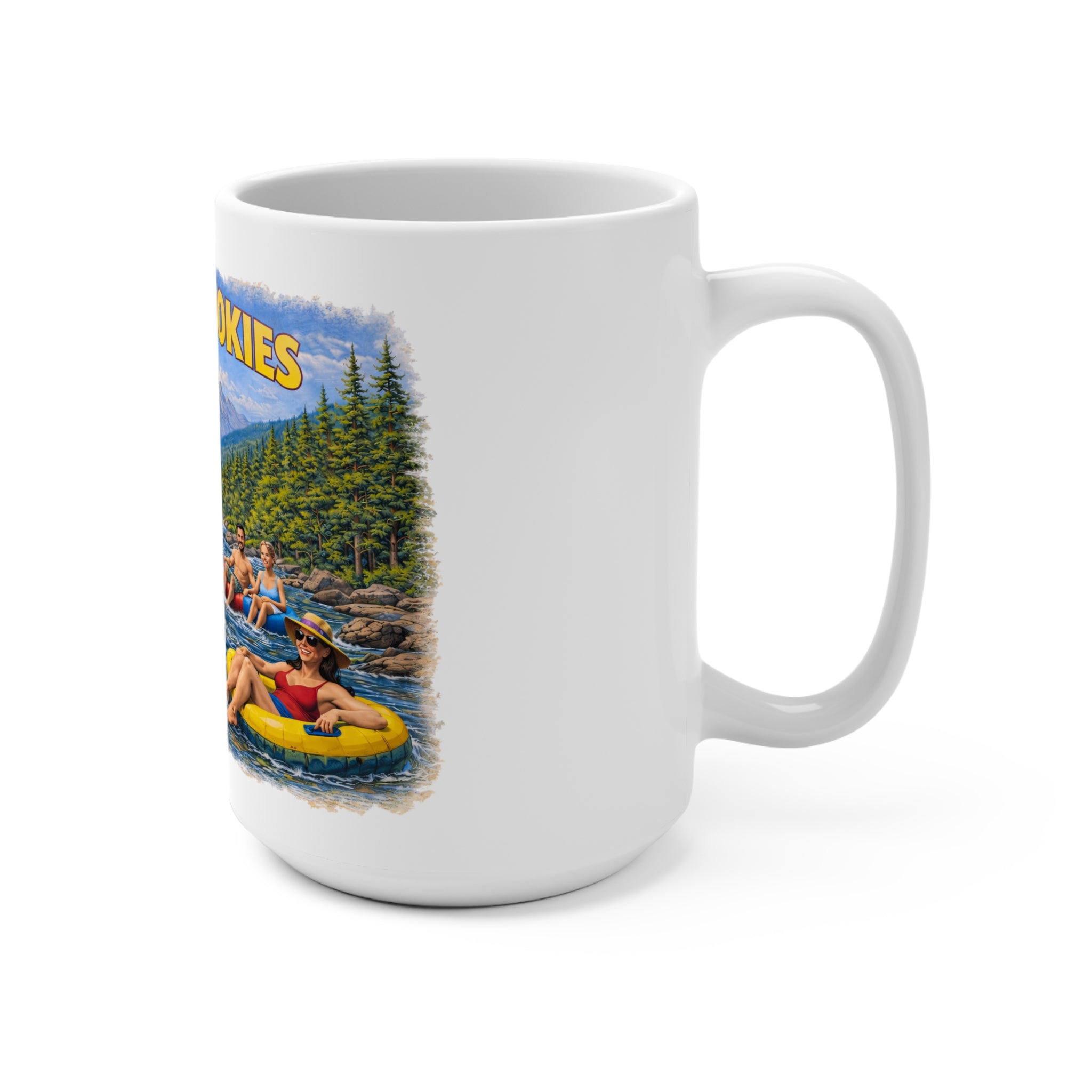 Tube the Smokies 15oz Ceramic Mug — River Tubing Smoky Mountains Souvenir