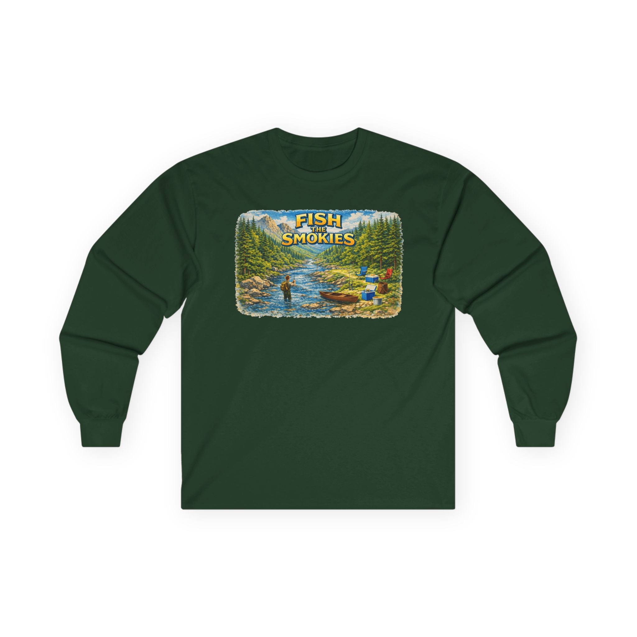 Fish the Smokies Long Sleeve Unisex Tee — Scenic Mountain Fly Fishing Shirt