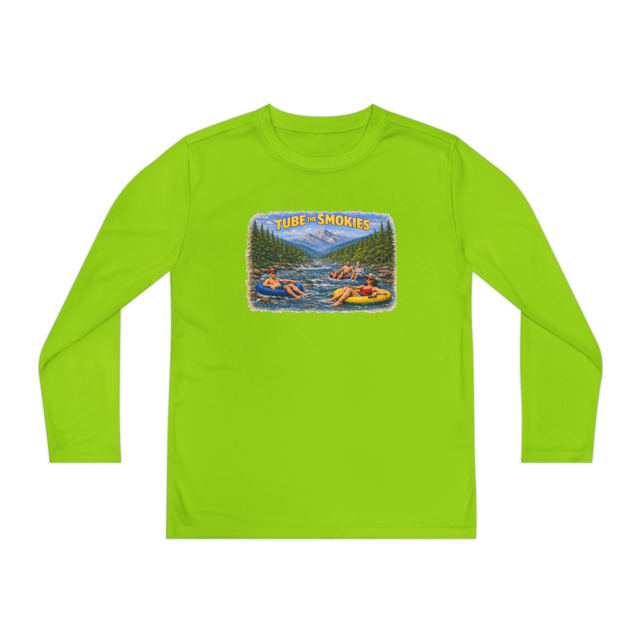Youth Long Sleeve Tee — Tube the Smokies River Tubing Graphic