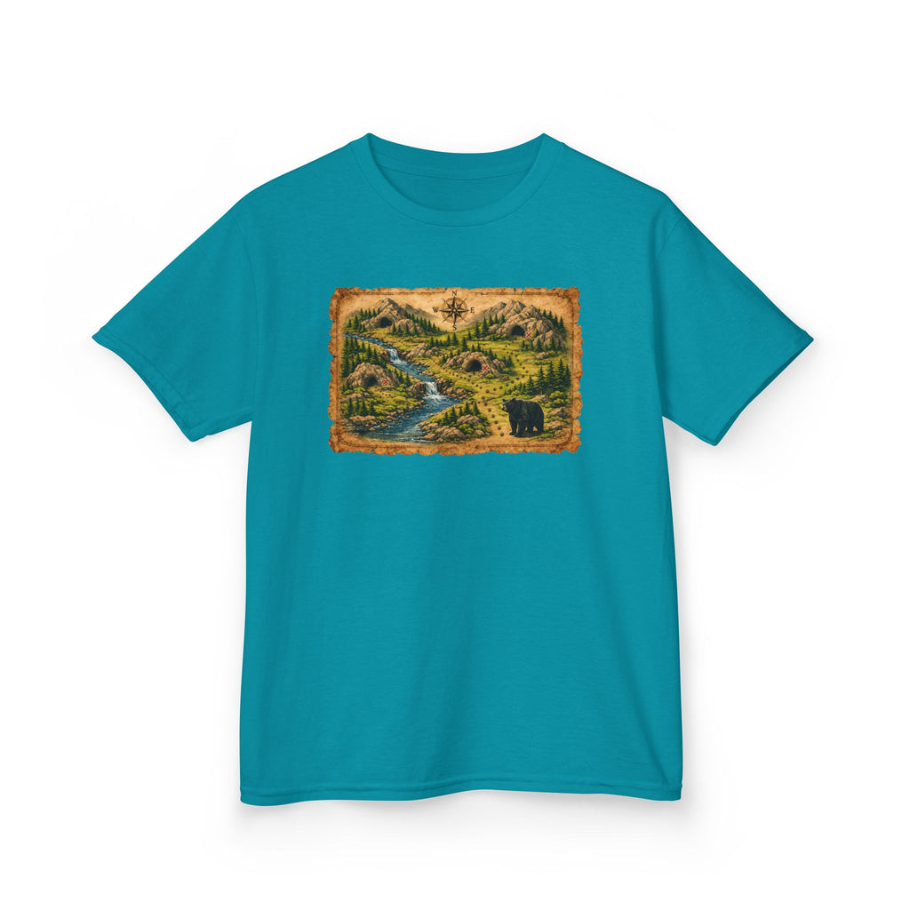 Kids Tee — Bear Cave Treasure Map "Which Cave Has the Bear?"