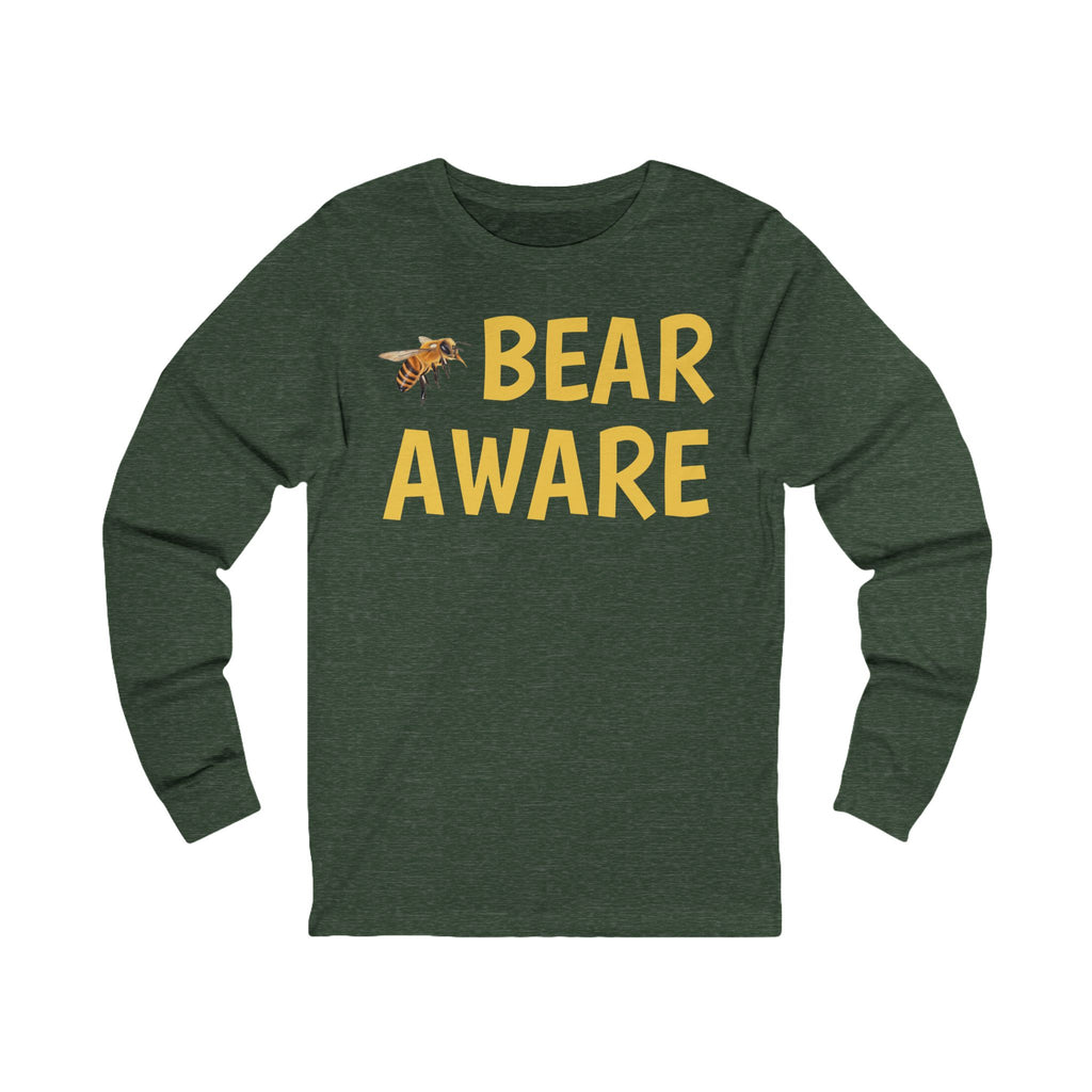 Bear Aware Long Sleeve Tee — Wildlife Safety Shirt with Bee Accent