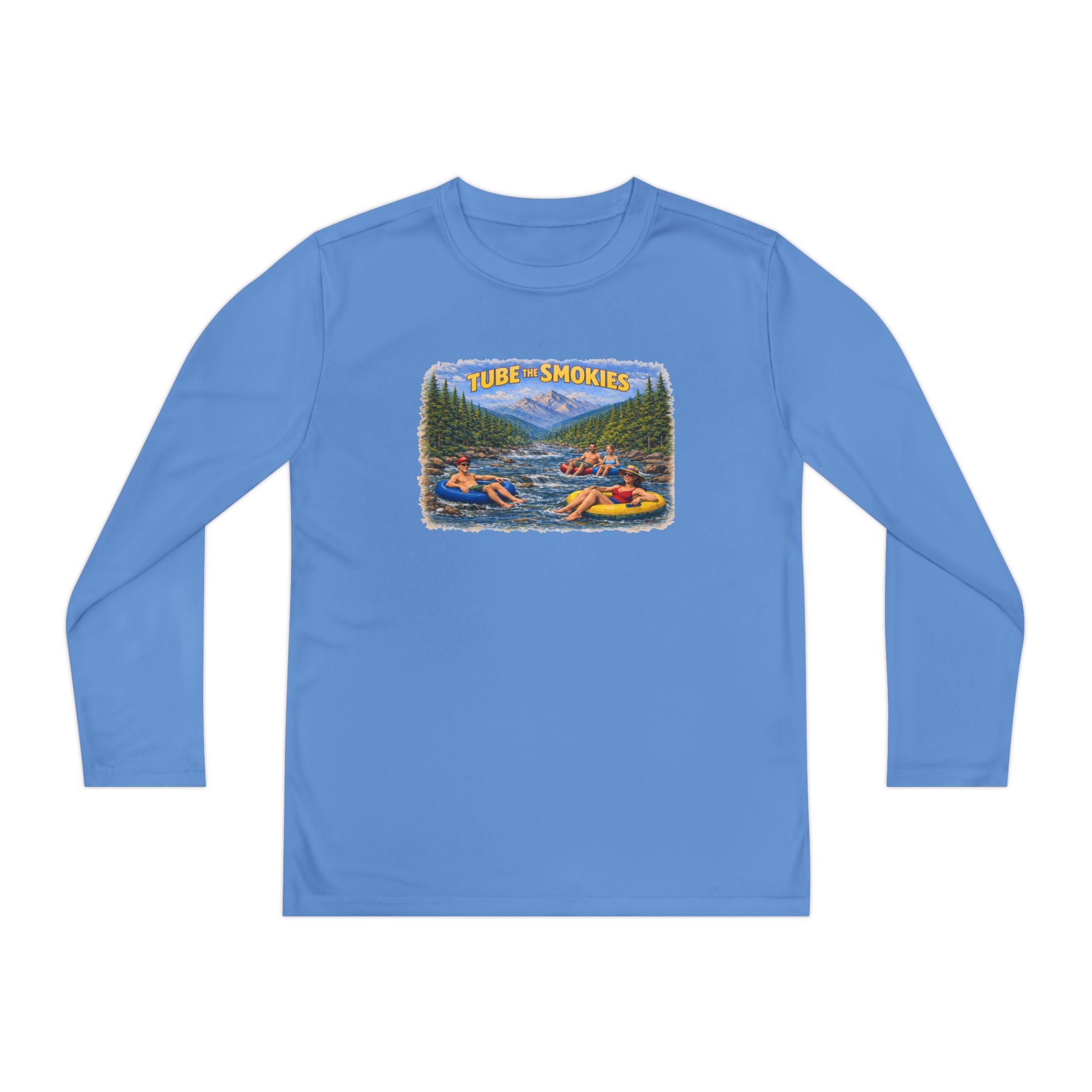 Youth Long Sleeve Tee — Tube the Smokies River Tubing Graphic