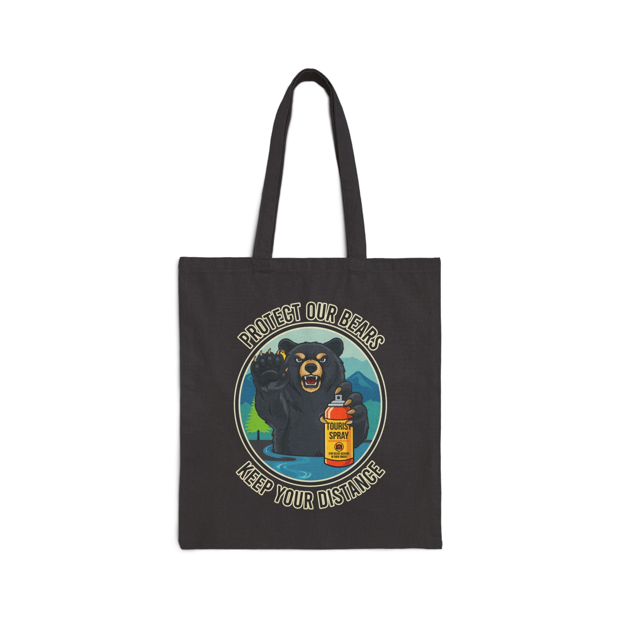 Protect Our Bears Canvas Tote Bag | Funny Wilderness Illustration