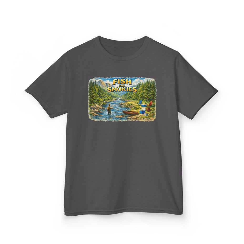 Kids T-Shirt - 'Fish The Smokies' River Fishing Graphic Tee for Outdoorsy Kids