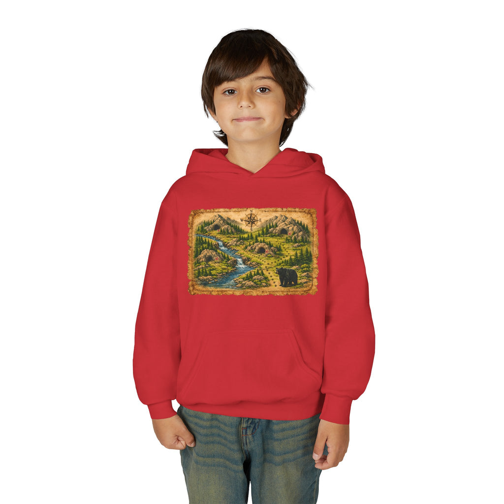 Youth Hoodie with Rustic Wilderness Map Graphic