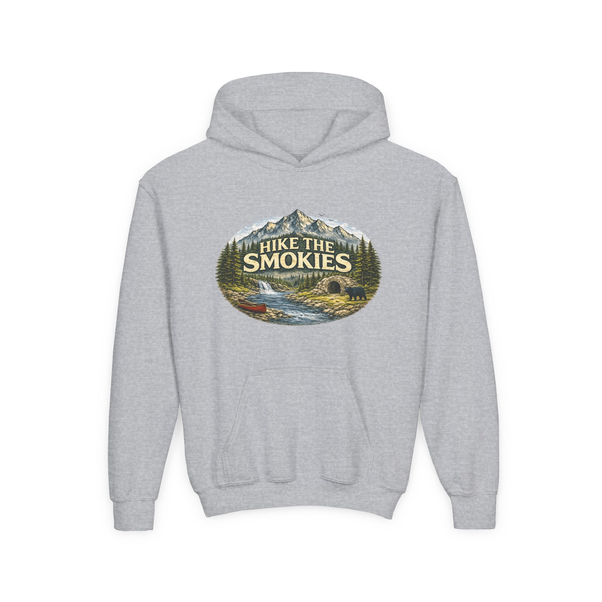 Youth Hoodie - 'Hike the Smokies' Mountain Camping Graphic