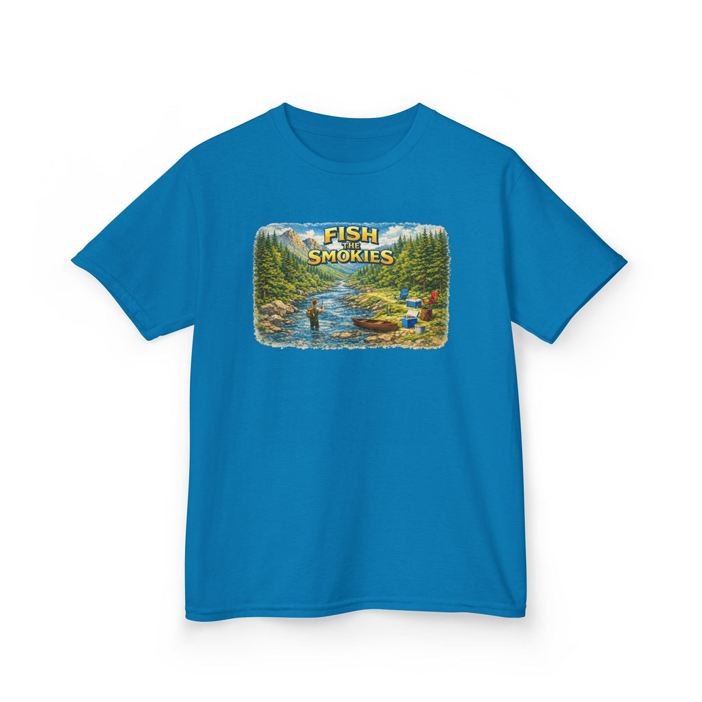 Kids T-Shirt - 'Fish The Smokies' River Fishing Graphic Tee for Outdoorsy Kids