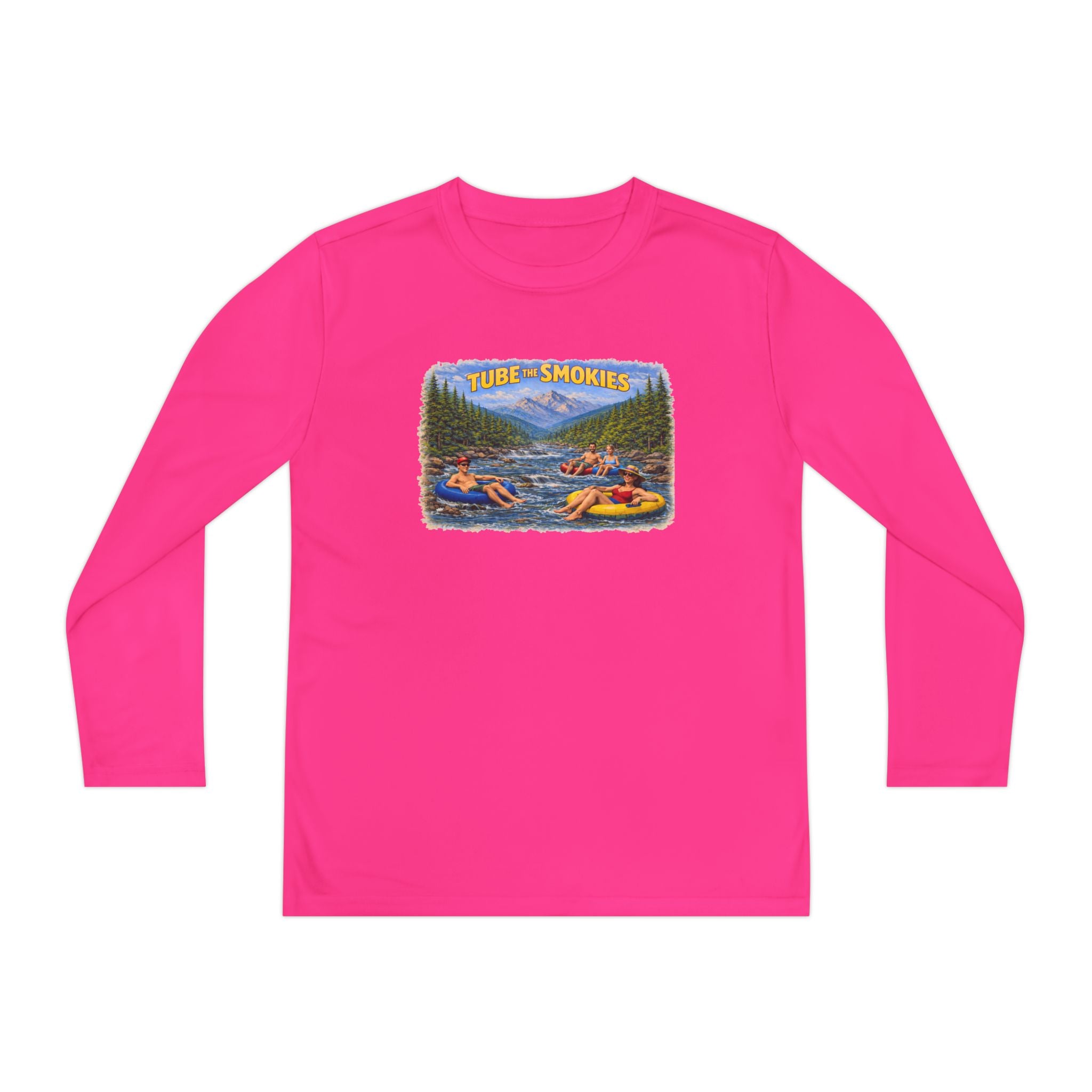 Youth Long Sleeve Tee — Tube the Smokies River Tubing Graphic