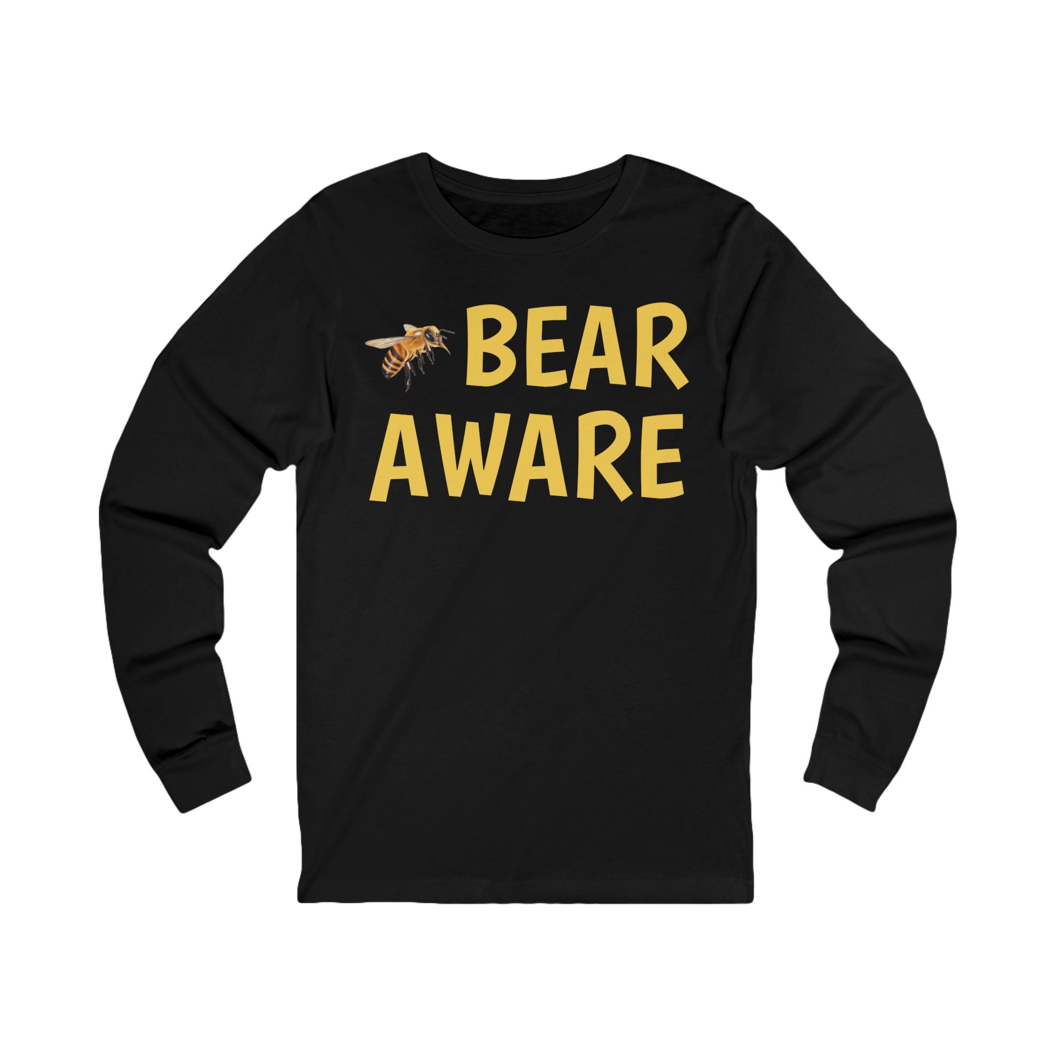 Bear Aware Long Sleeve Tee — Wildlife Safety Shirt with Bee Accent