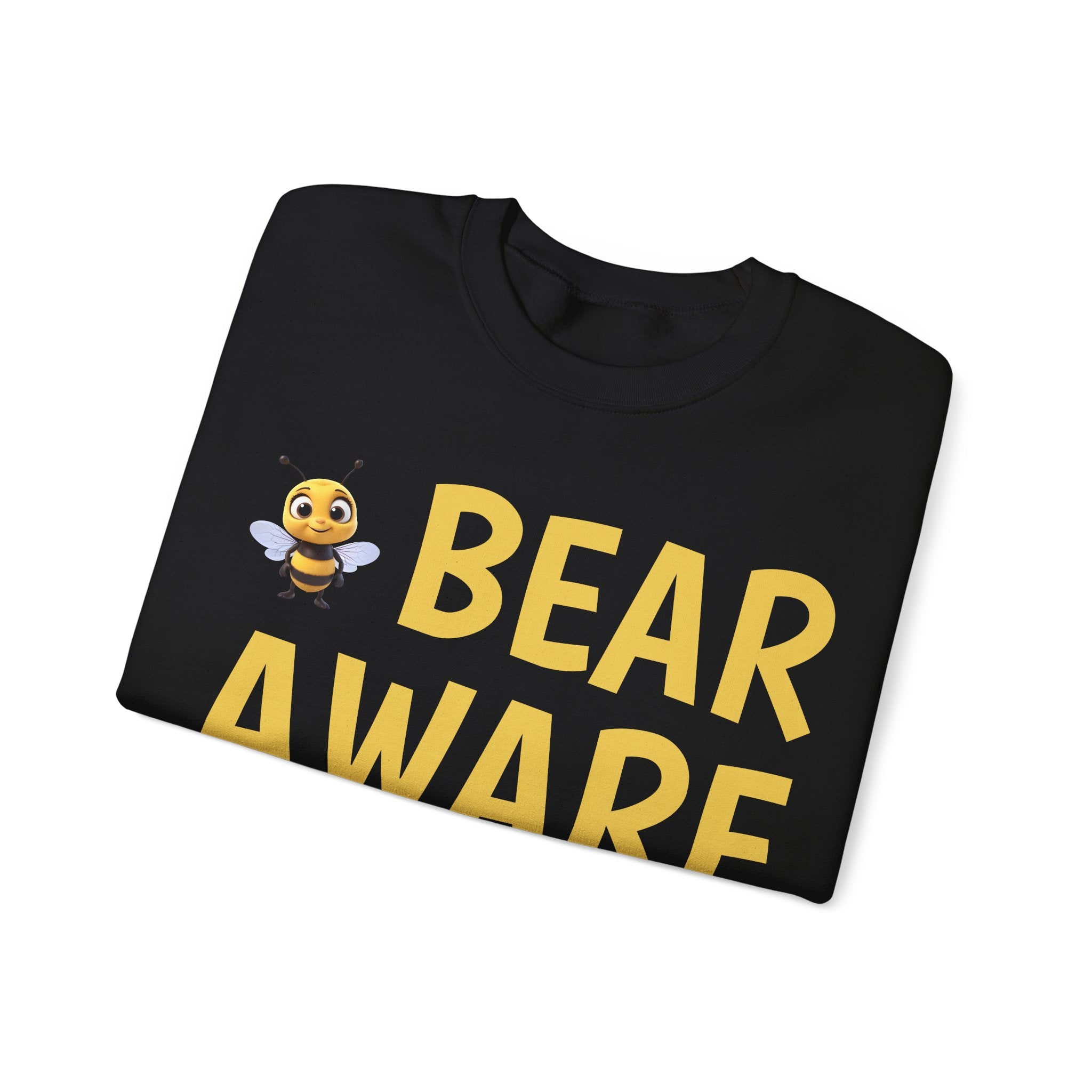 Bear Aware  Unisex Crewneck Sweatshirt — Cute Bee Graphic, Nature & Camping Safety Shirt