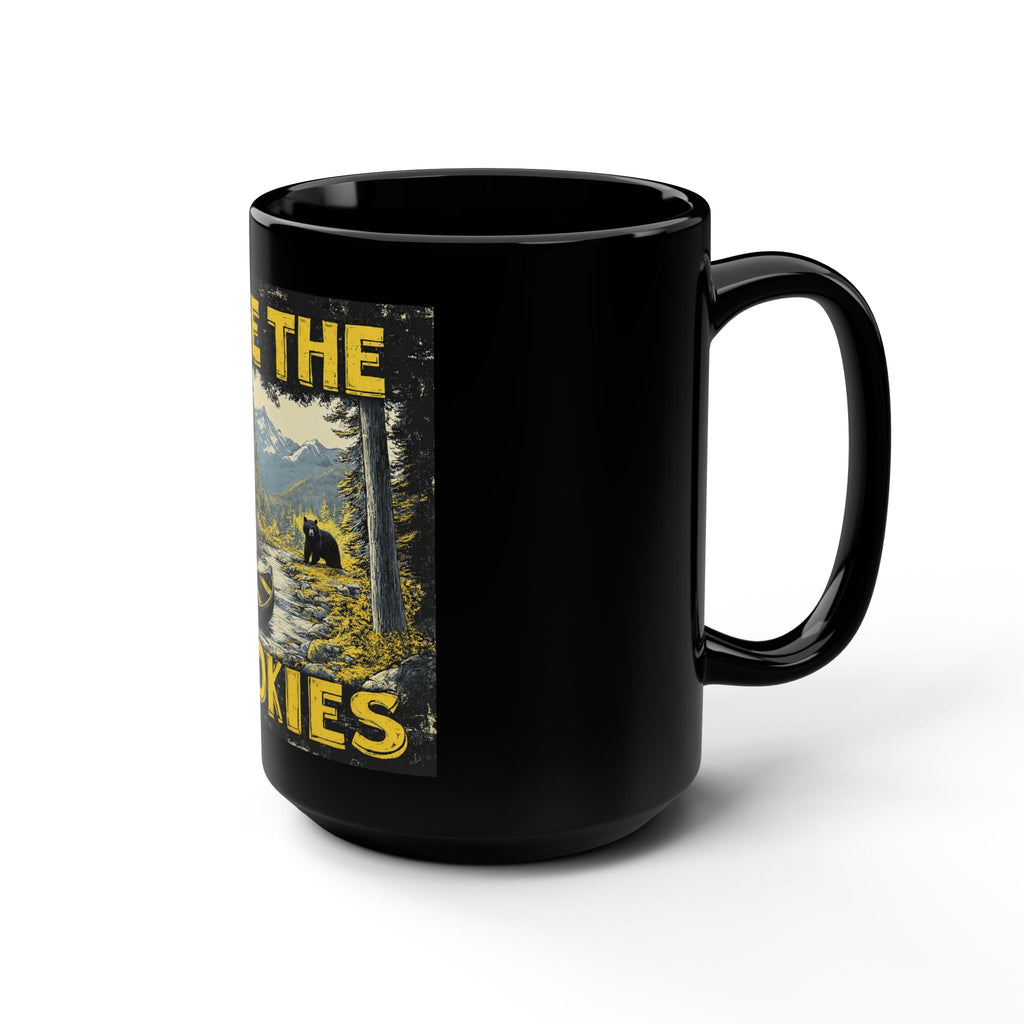 Hike the Smokies 15oz Black Mug — Scenic Mountain & Canoe Coffee Cup