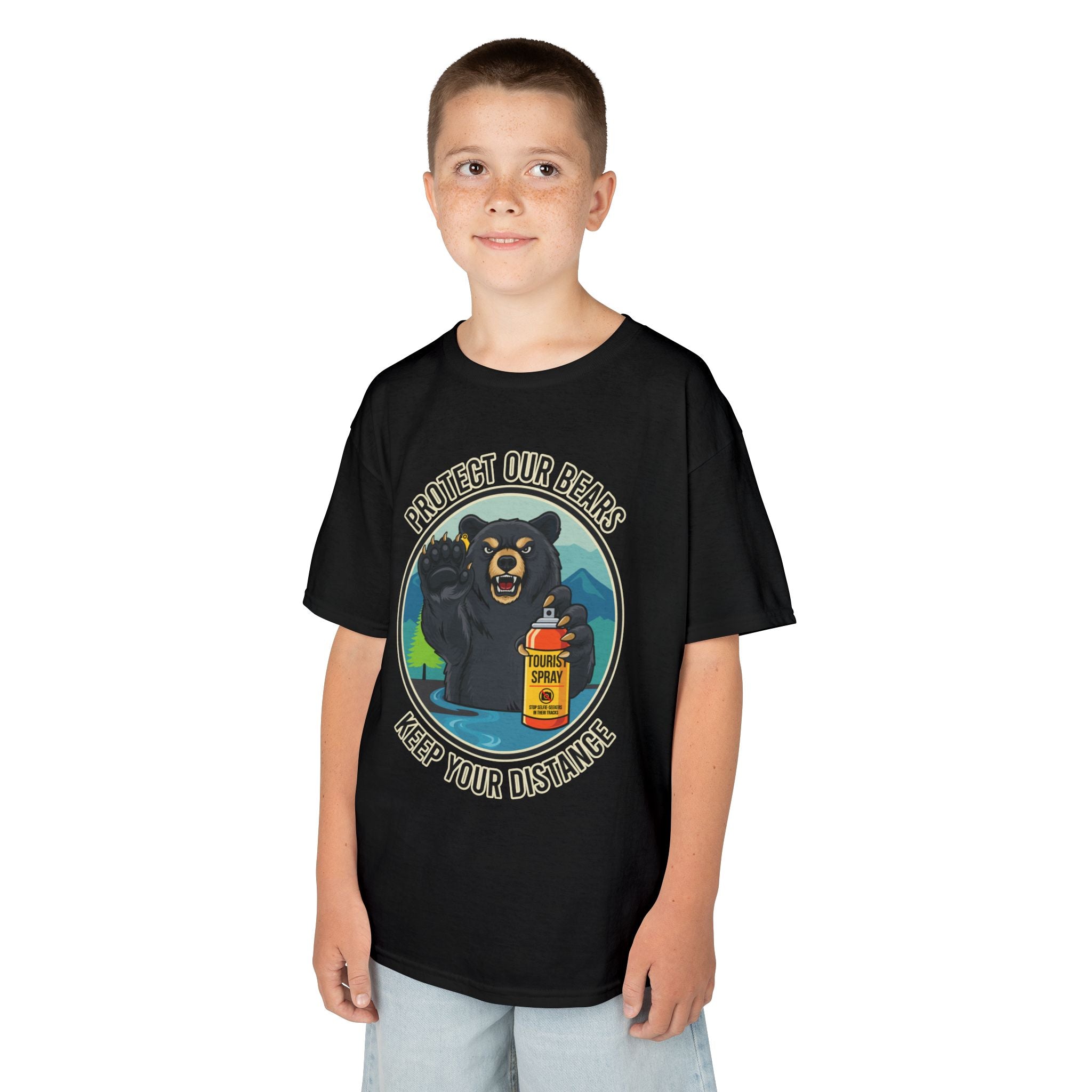 Kids T‑Shirt — "Protect Our Bears, Keep Your Distance" Cute Bear Conservation Tee