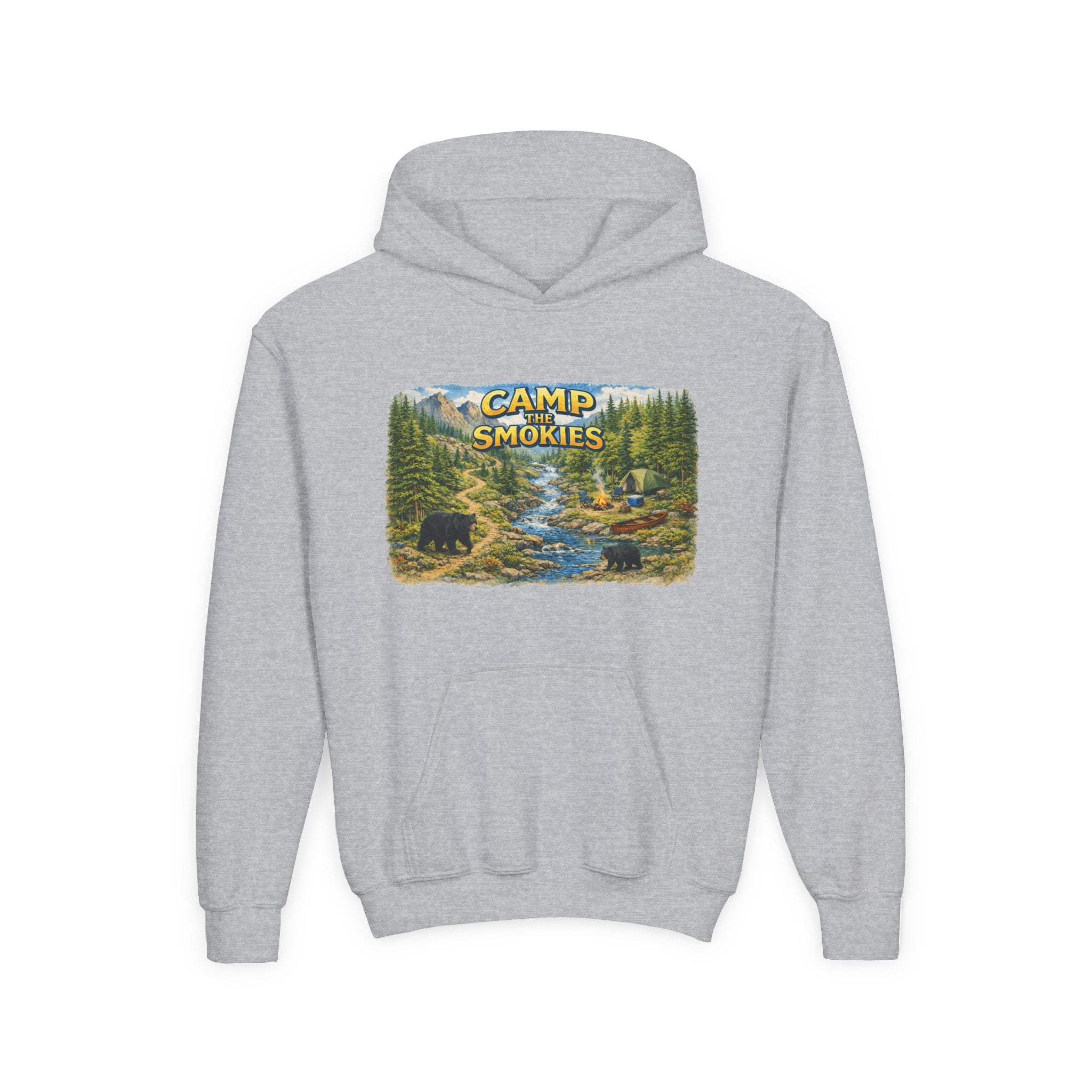 Camp Smokies Youth Hoodie — Outdoor Camping Graphic Sweatshirt
