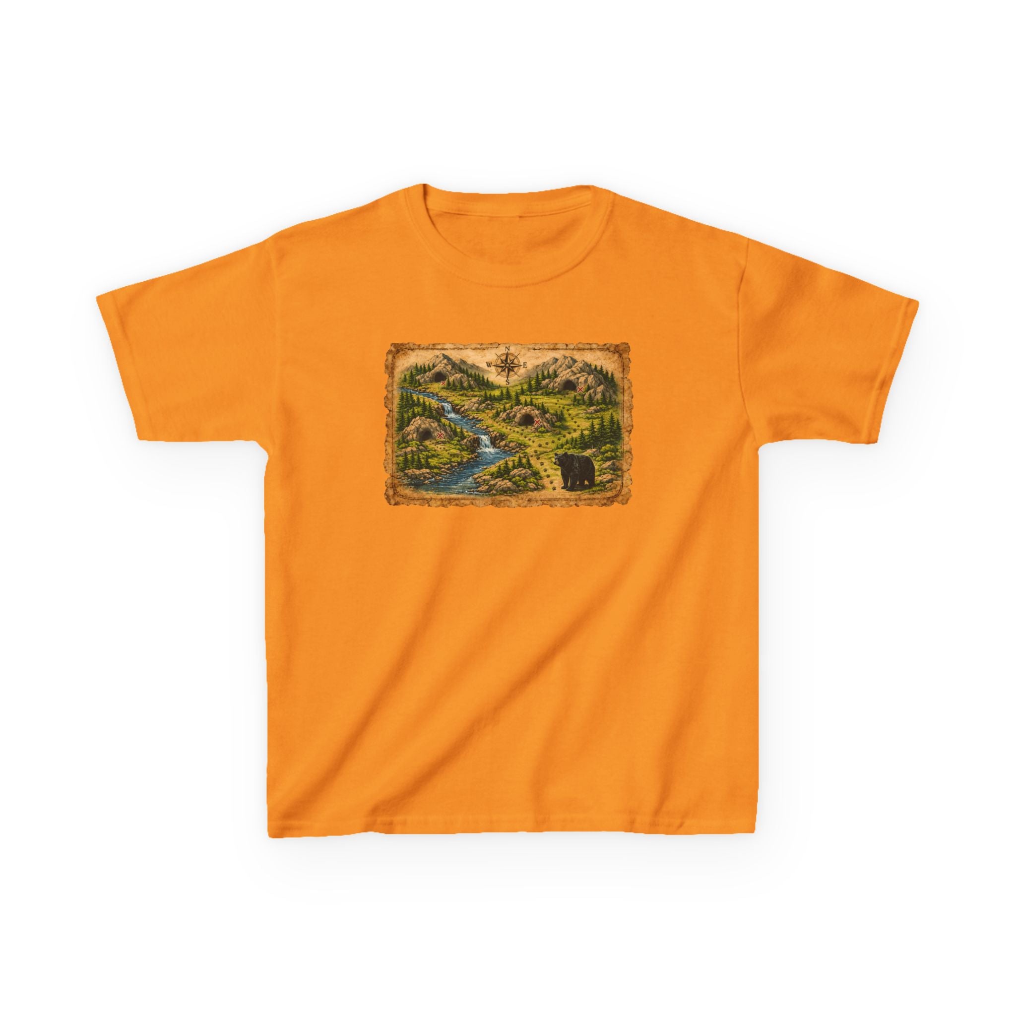 Kids Tee — Bear Cave Treasure Map "Which Cave Has the Bear?"