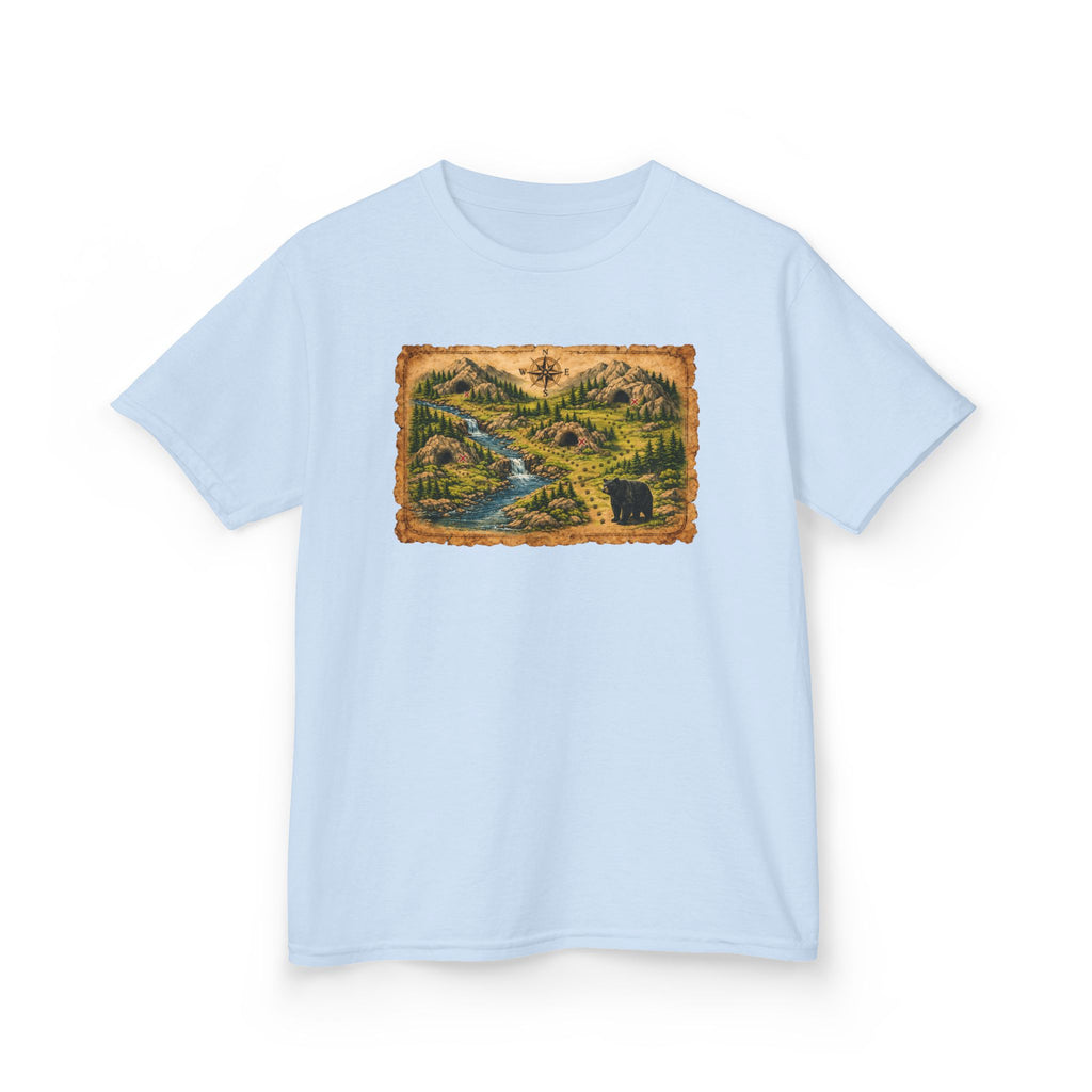 Kids Tee — Bear Cave Treasure Map "Which Cave Has the Bear?"