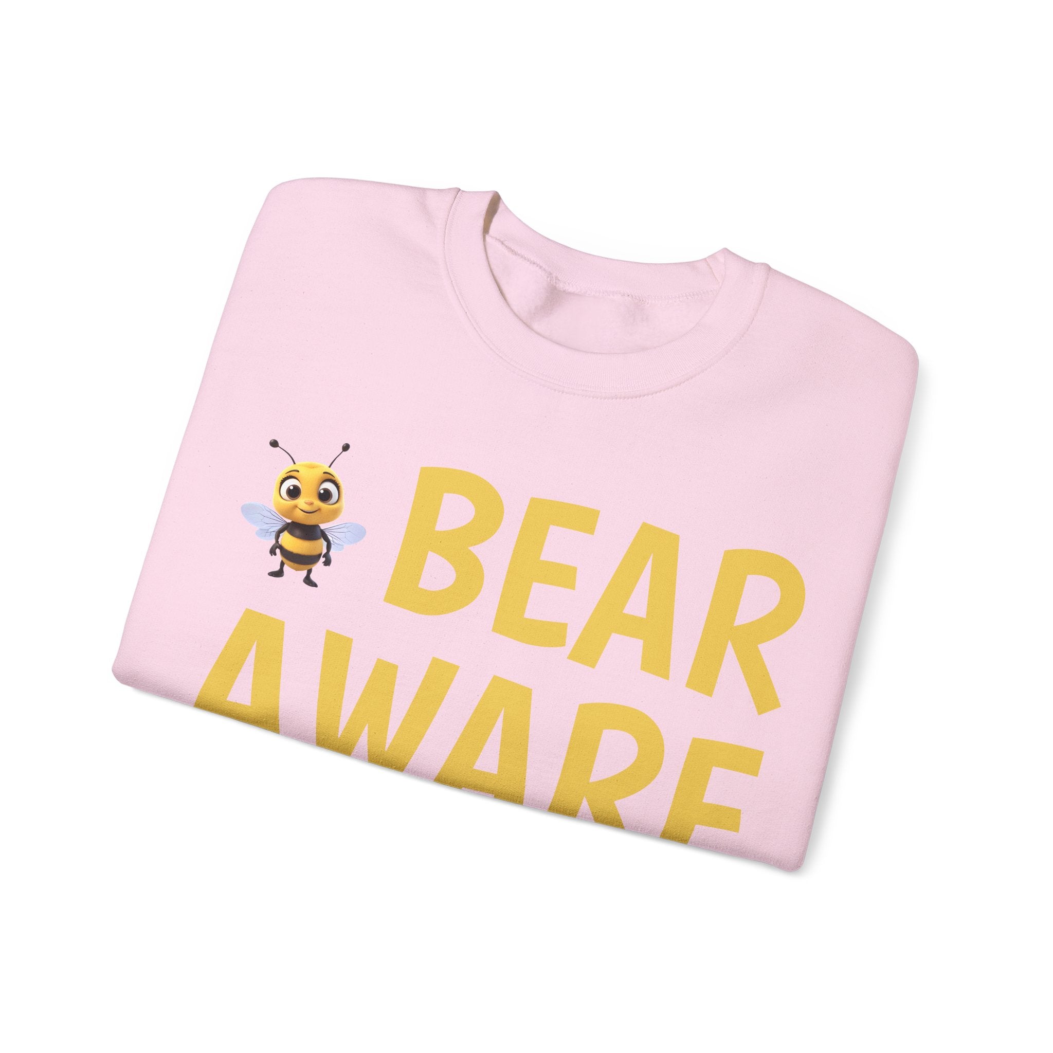 Bear Aware  Unisex Crewneck Sweatshirt — Cute Bee Graphic, Nature & Camping Safety Shirt
