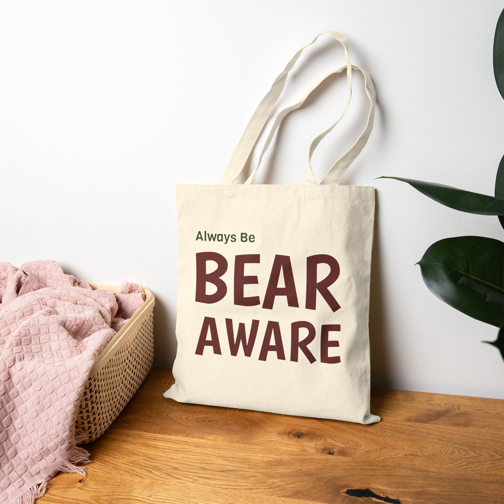 Bear Aware Canvas Tote Bag – "Always Be Bear Aware" Eco Grocery & Travel Tote