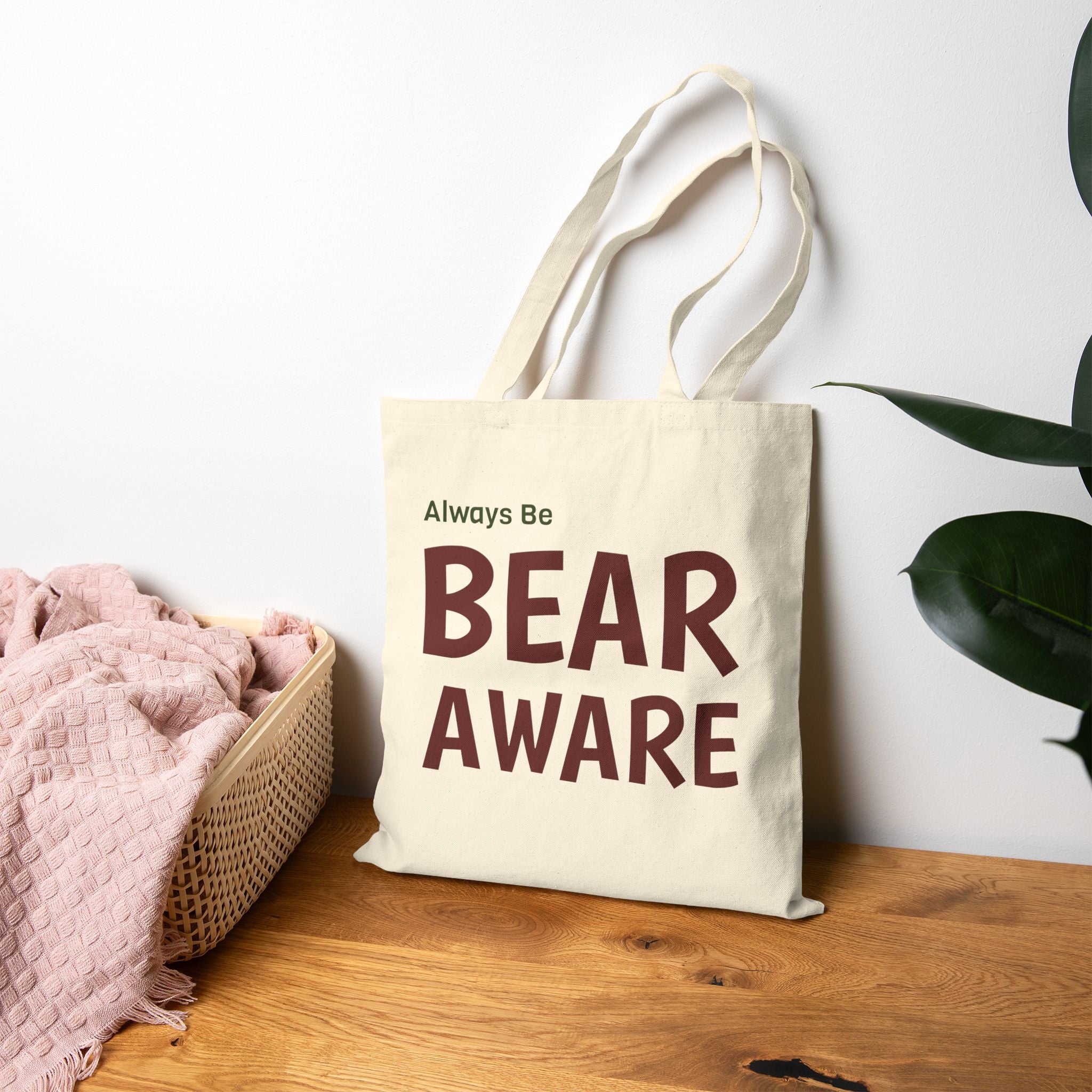 Bear Aware Canvas Tote Bag – "Always Be Bear Aware" Eco Grocery & Travel Tote