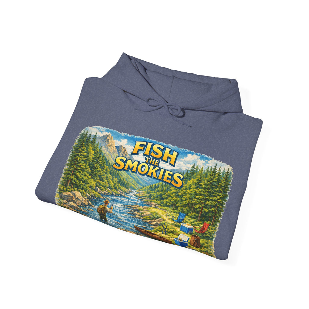 Fish Smokies Fishing Unisex Hoodie - Smoky Mountains River Scene Sweatshirt