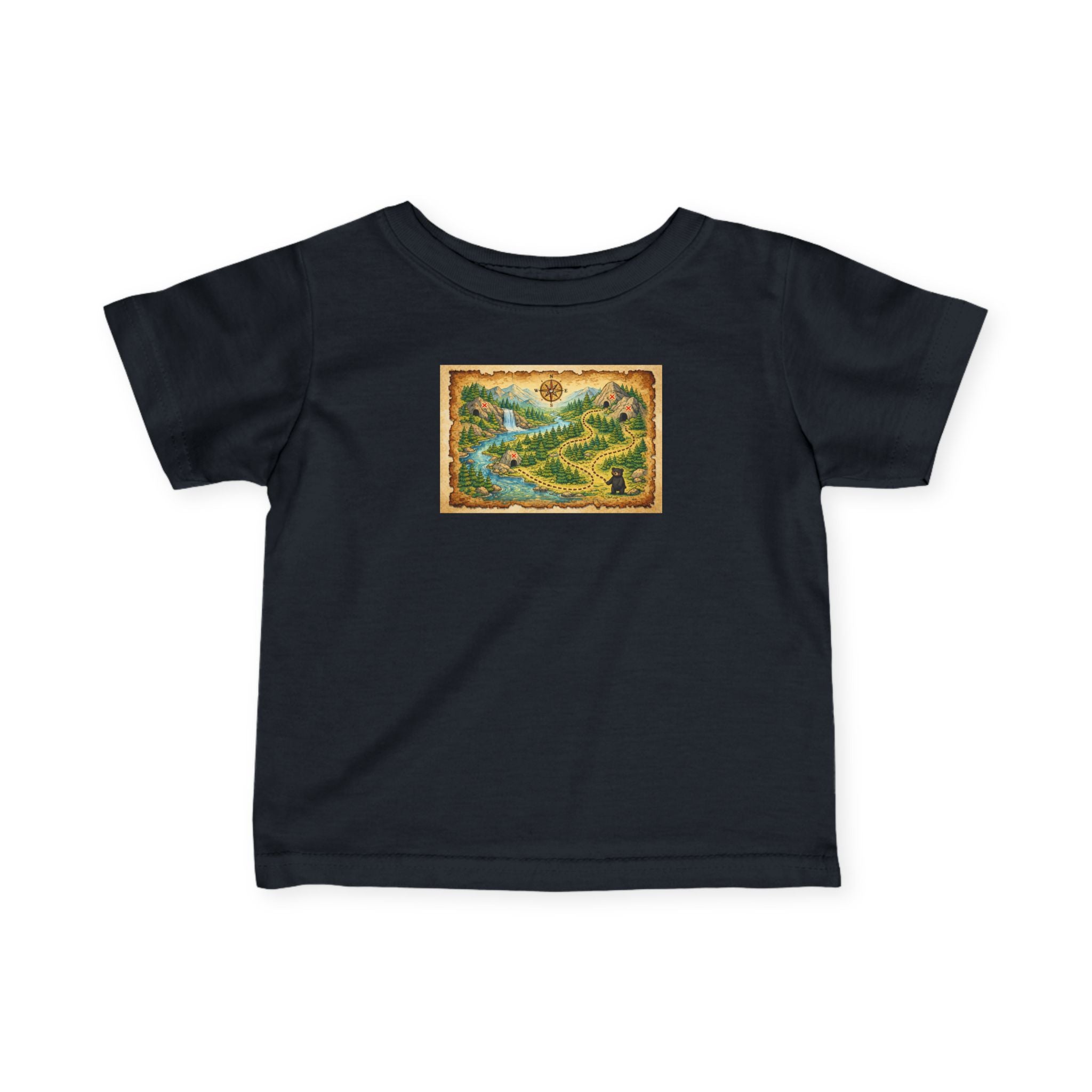 Infant Tee with Vintage Treasure Map Print — Cute Explorer Baby Shirt