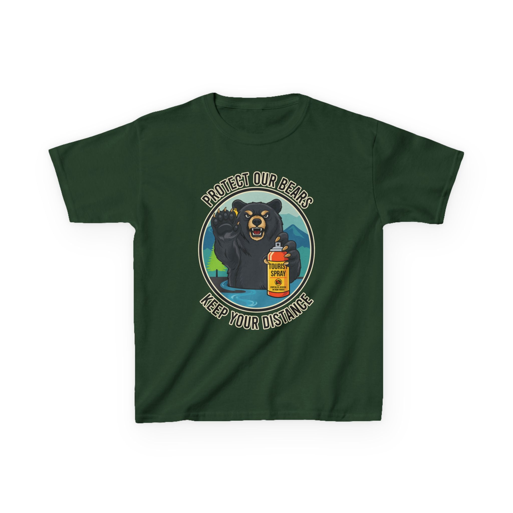 Kids T‑Shirt — "Protect Our Bears, Keep Your Distance" Cute Bear Conservation Tee