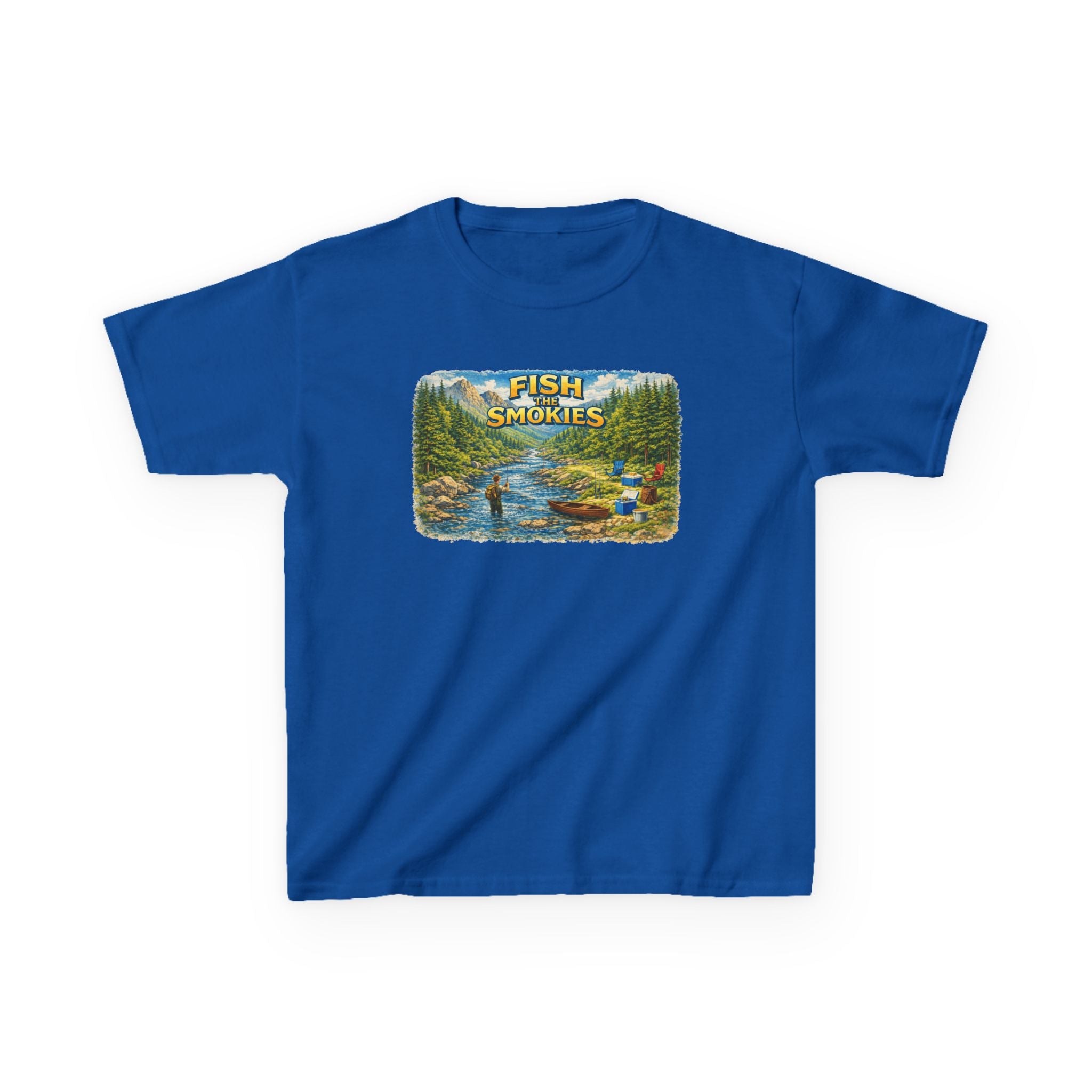 Kids T-Shirt - 'Fish The Smokies' River Fishing Graphic Tee for Outdoorsy Kids