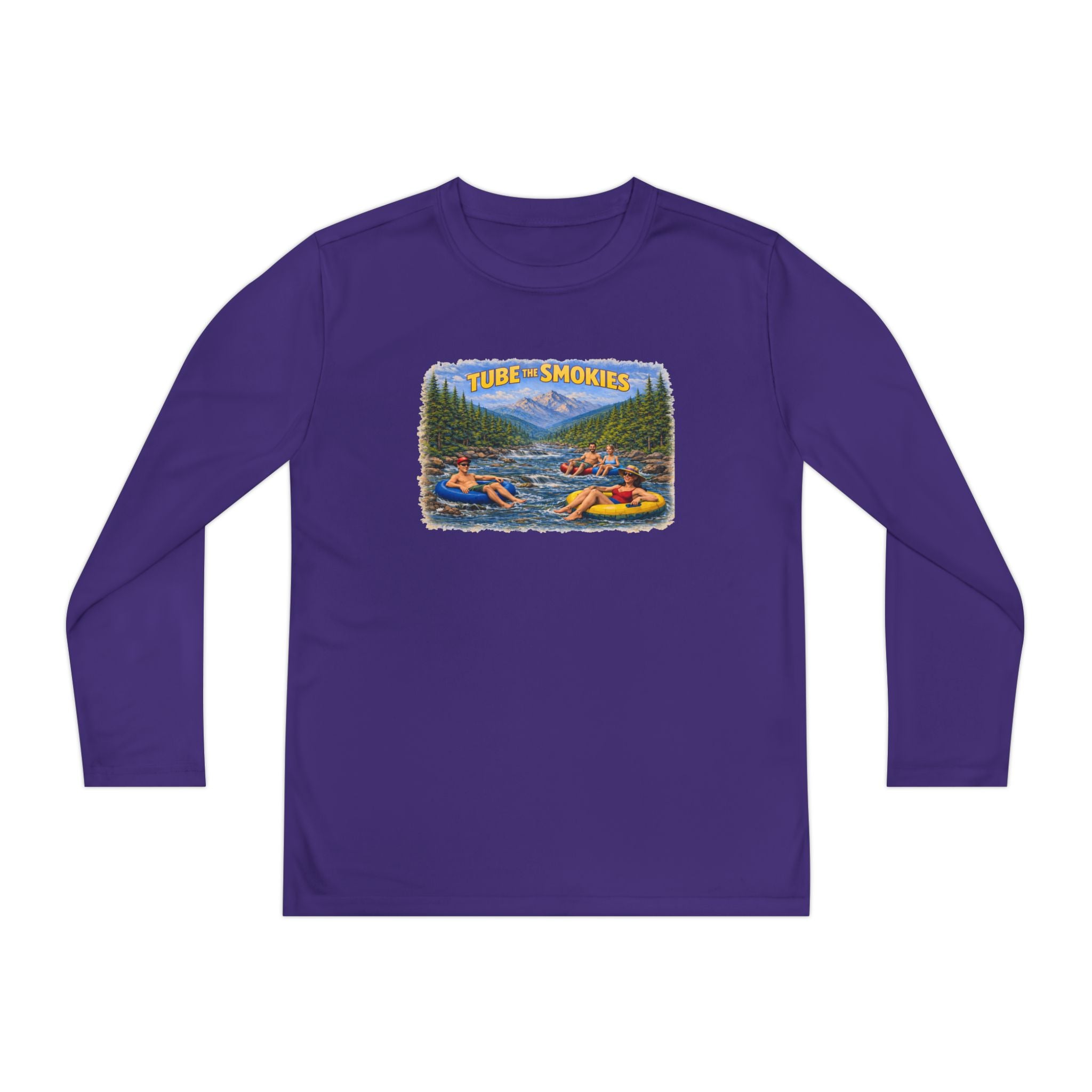 Youth Long Sleeve Tee — Tube the Smokies River Tubing Graphic
