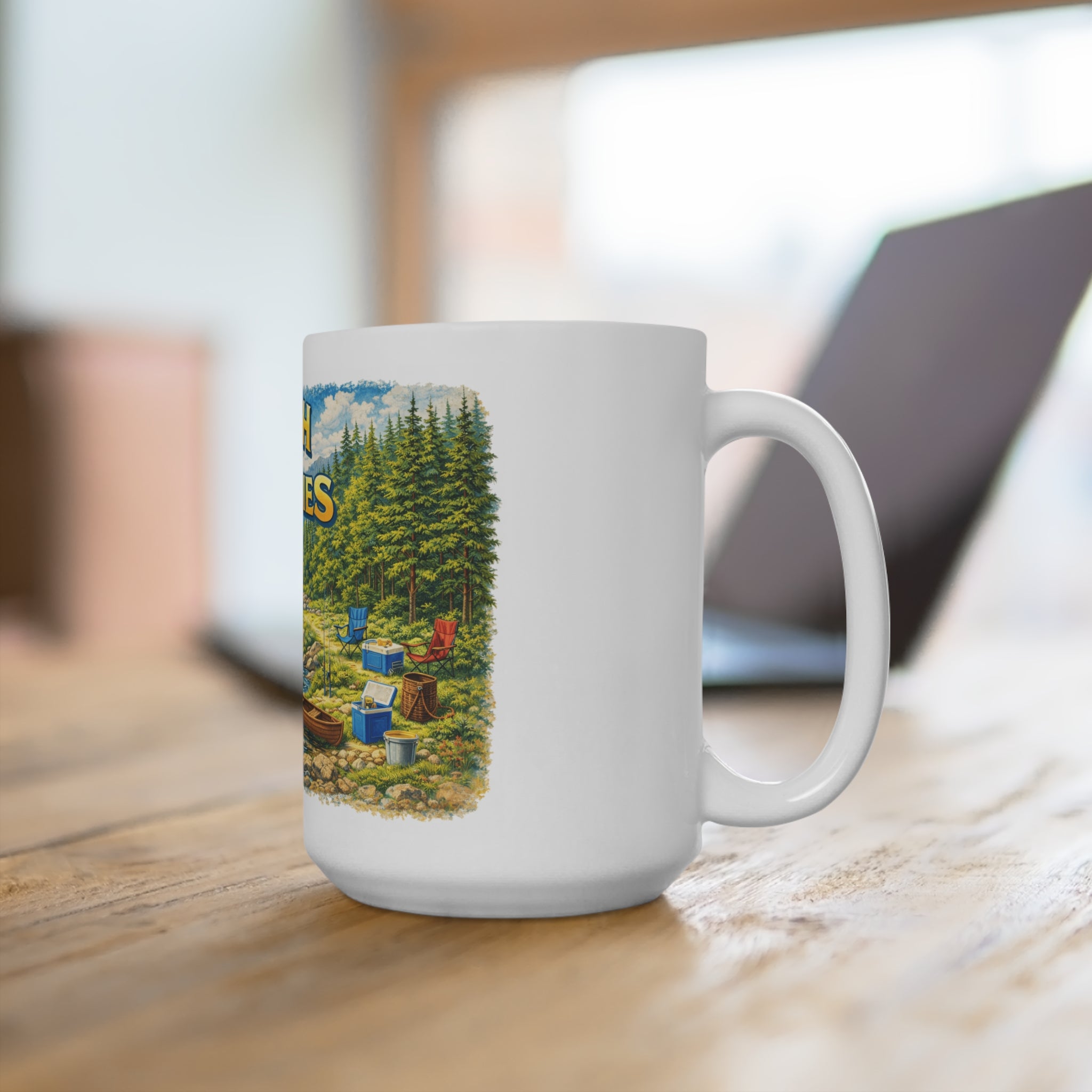 Fish the Smokies 15oz Fishing Mug — River Scenic Outdoor Coffee Cup