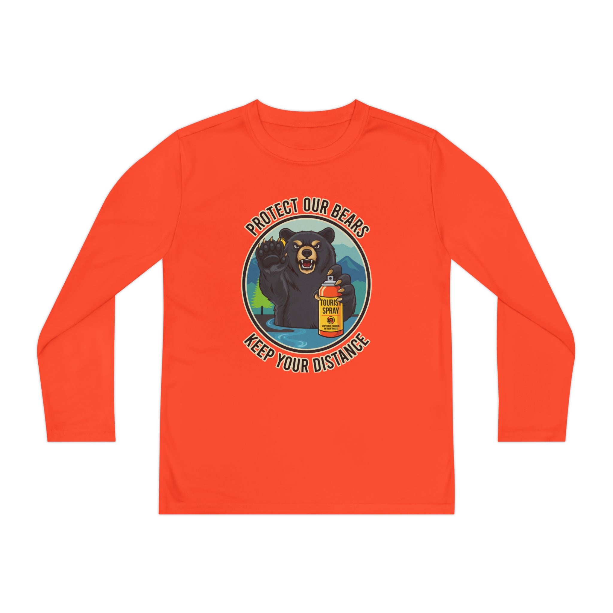 Youth Long Sleeve Tee — "Protect Our Bears, Keep Your Distance" Wildlife Conservation Shirt