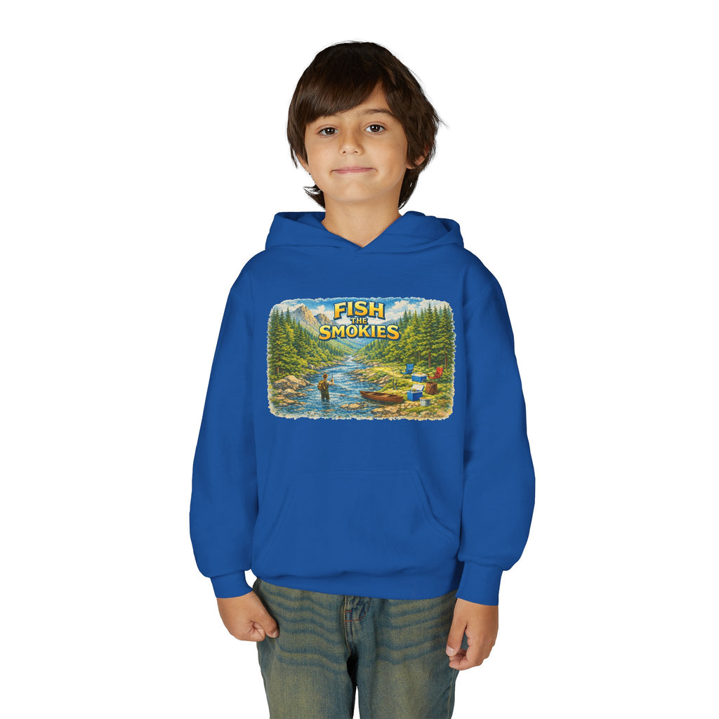 Youth Hoodie - "Fish The Smokies" Scenic Fishing Sweatshirt