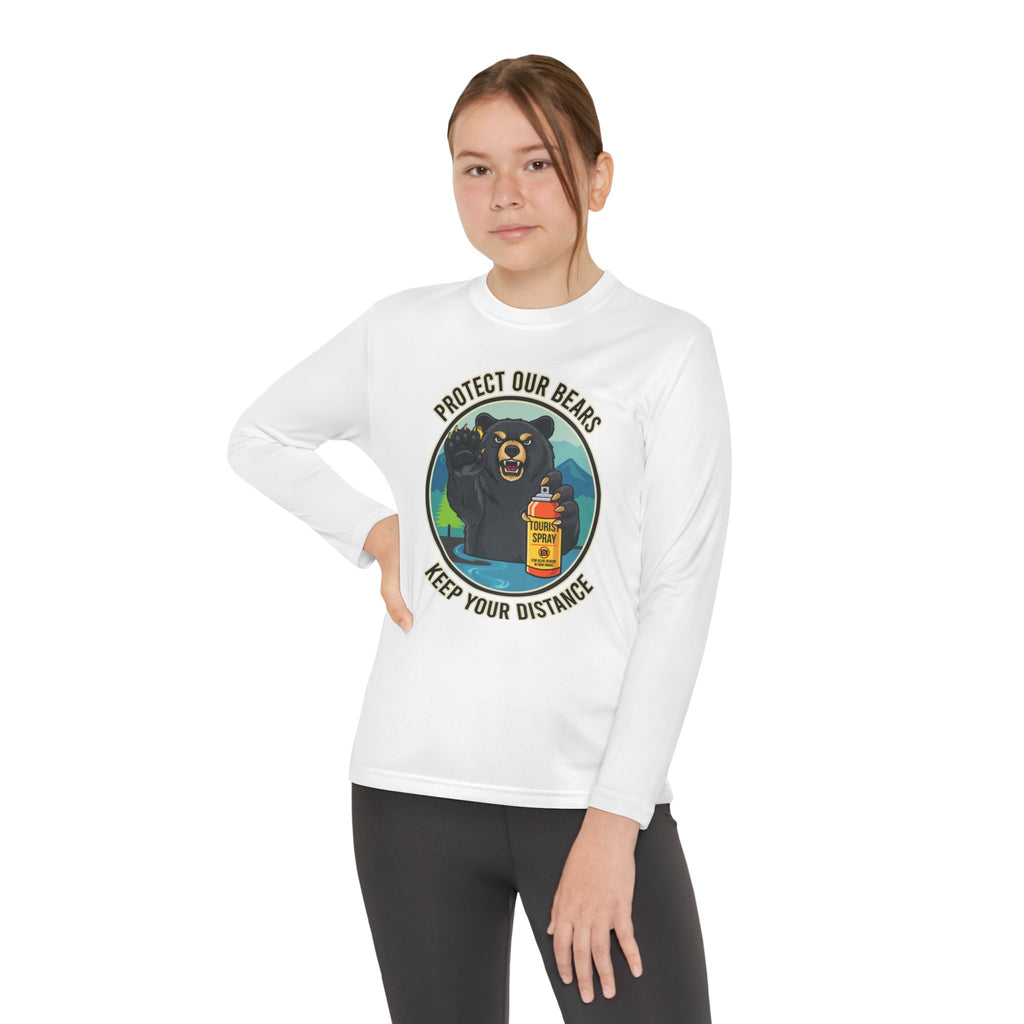 Youth Long Sleeve Tee — "Protect Our Bears, Keep Your Distance" Wildlife Conservation Shirt
