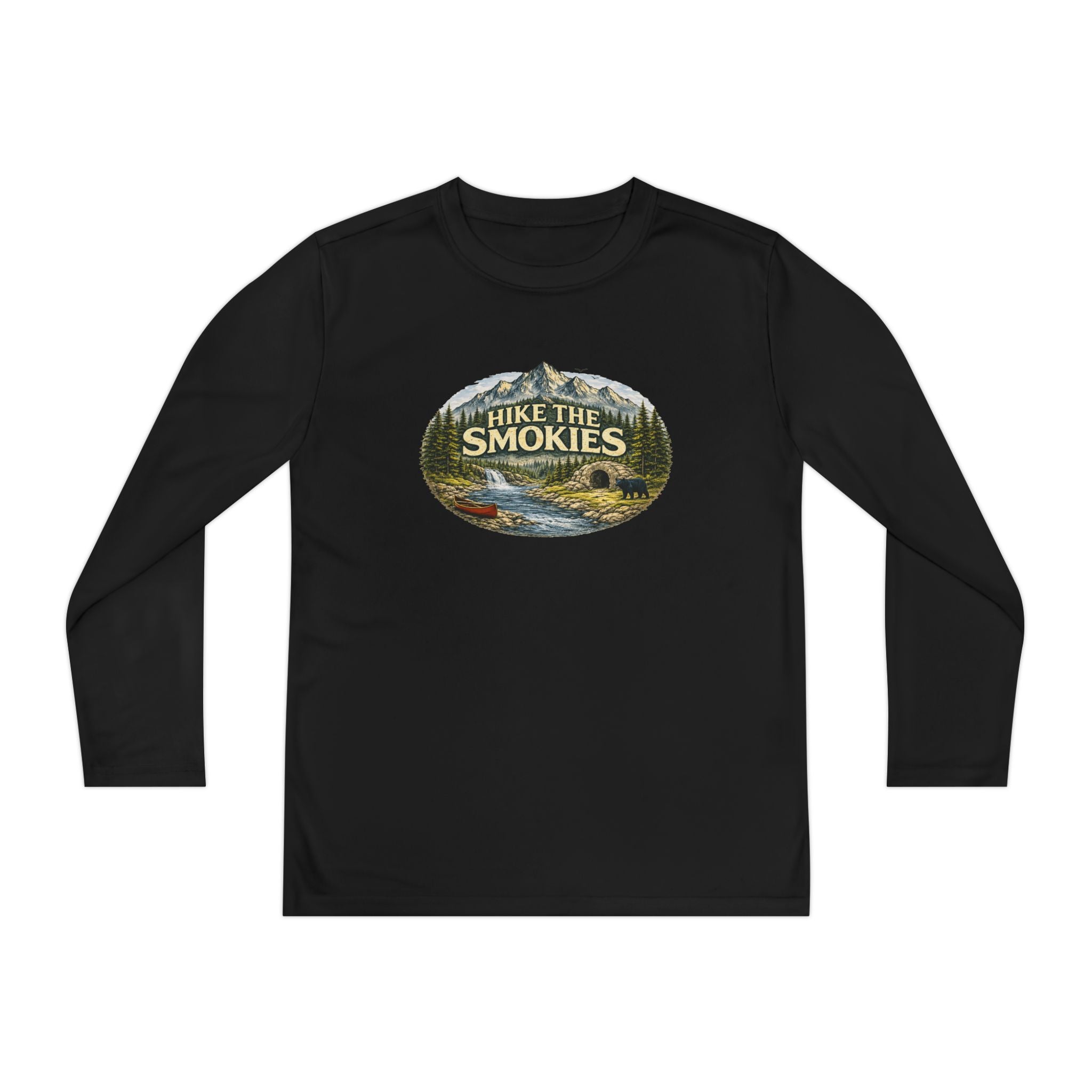 Youth Long Sleeve Tee — "Hike the Smokies" Nature Graphic
